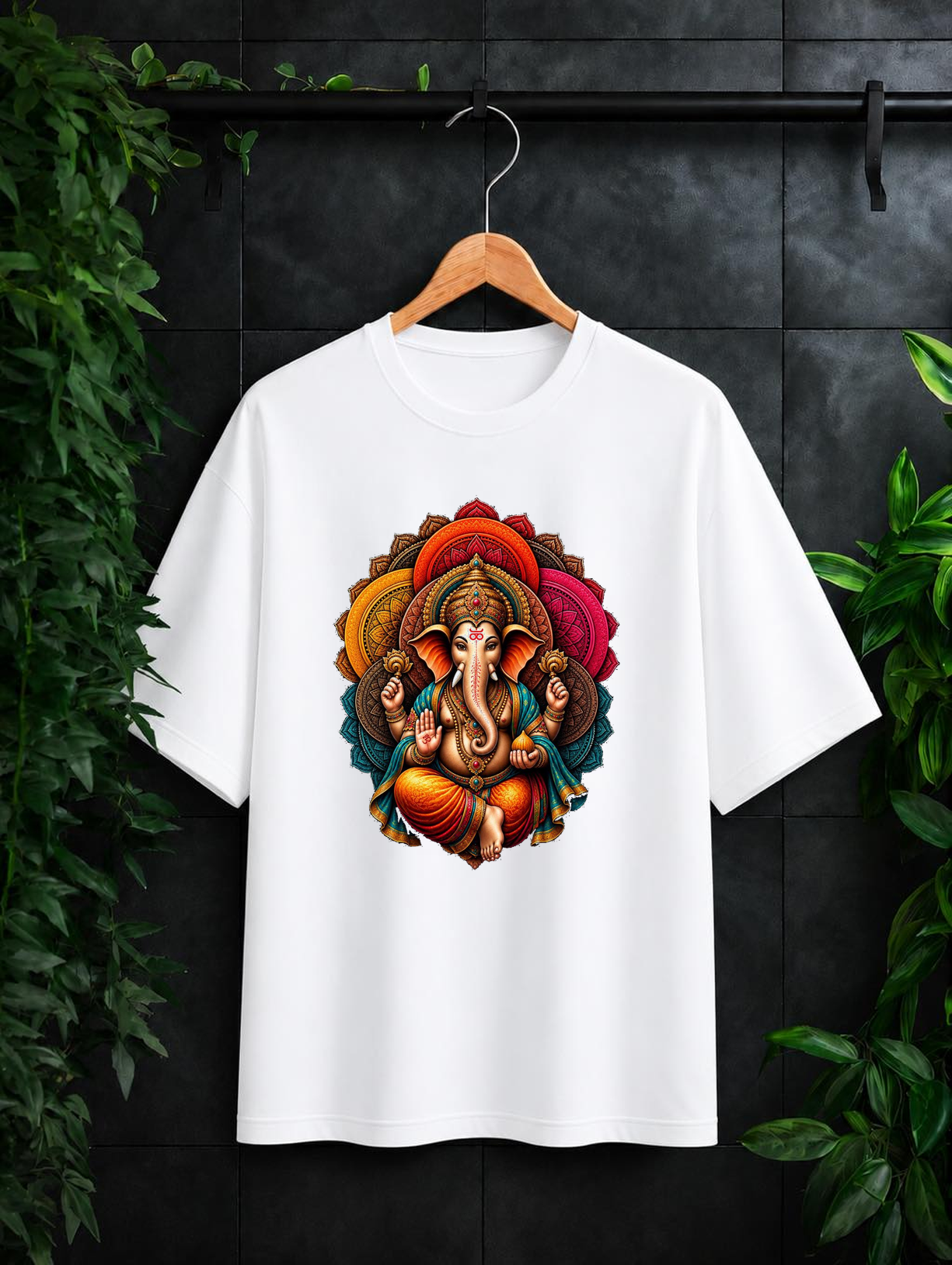 Divine Ganesha Mandala – शुभता, शक्ति और समृद्धि | Unisex Oversize Fit Graphic Tee - 100% Bio-Washed Premium Cotton T-Shirt