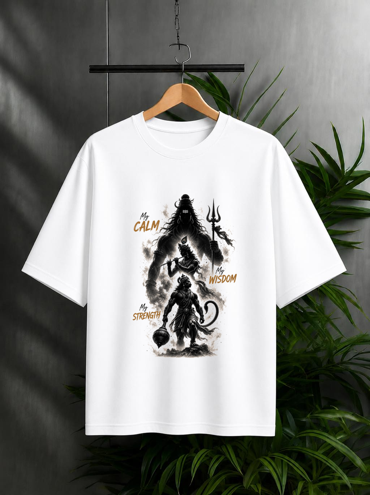 My Calm, My Wisdom, My Strength – Divine Trinity | Unisex Oversize Fit Graphic Tee - 100% Bio Washed Premium Cotton T-Shirt