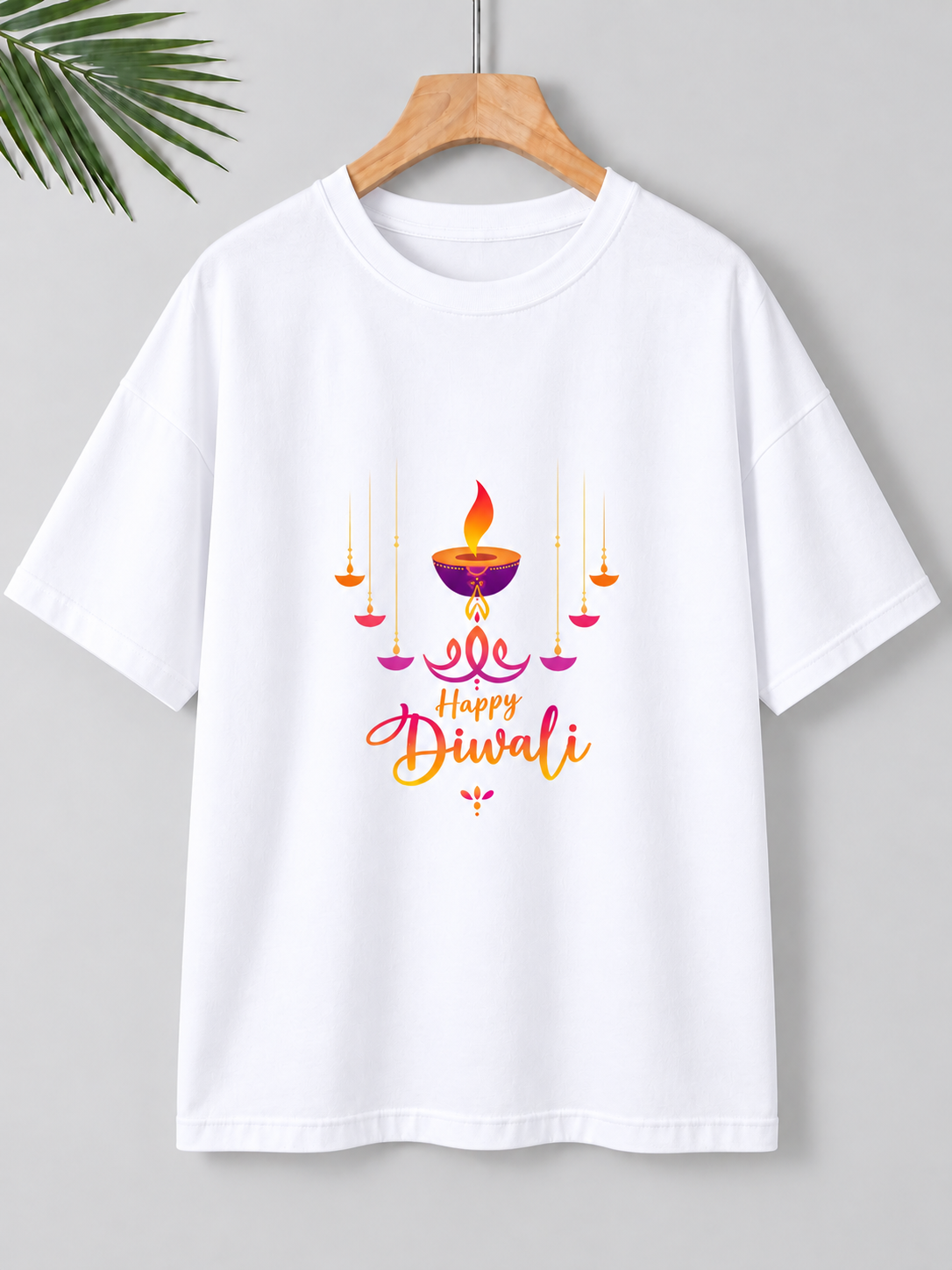 Radiant Diya Glow – Festive Diwali | Unisex Oversize Fit | 100% Bio-Washed Premium Cotton T-Shirt