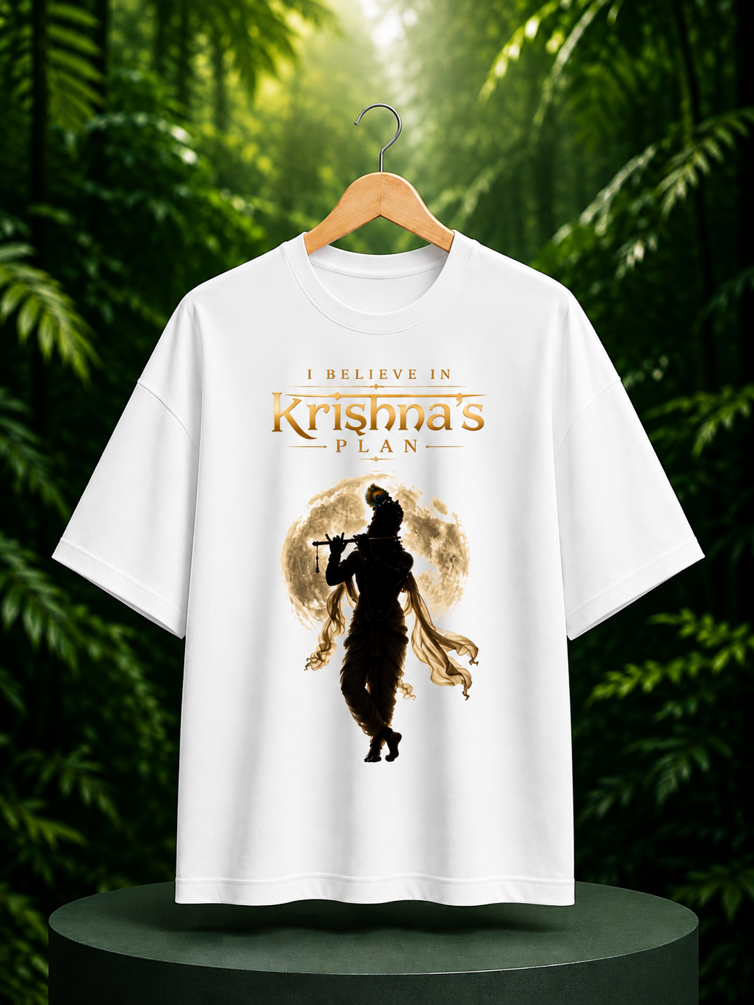 I Believe in Krishna’s Plan - Divine Faith Spiritual Journey - Unisex Oversize Fit Graphic Tee - 100% Bio-Washed Premium Cotton T-Shirt