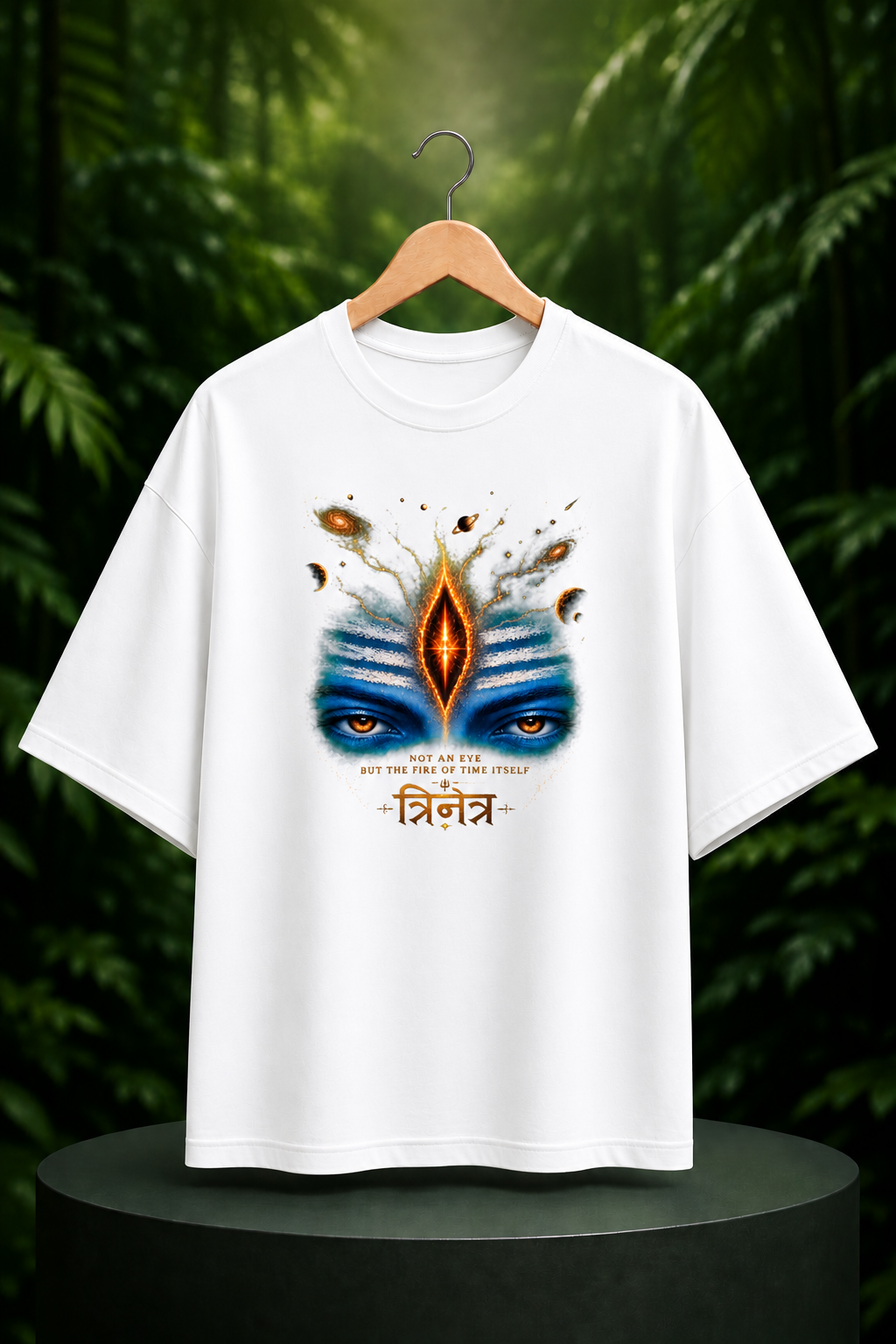 Shiva Trinetra — The Fire of Time Itself - Cosmic Fire of Transformation - Unisex Oversize Fit Graphic Tee - 100% Bio-Washed Premium Cotton T-Shirt