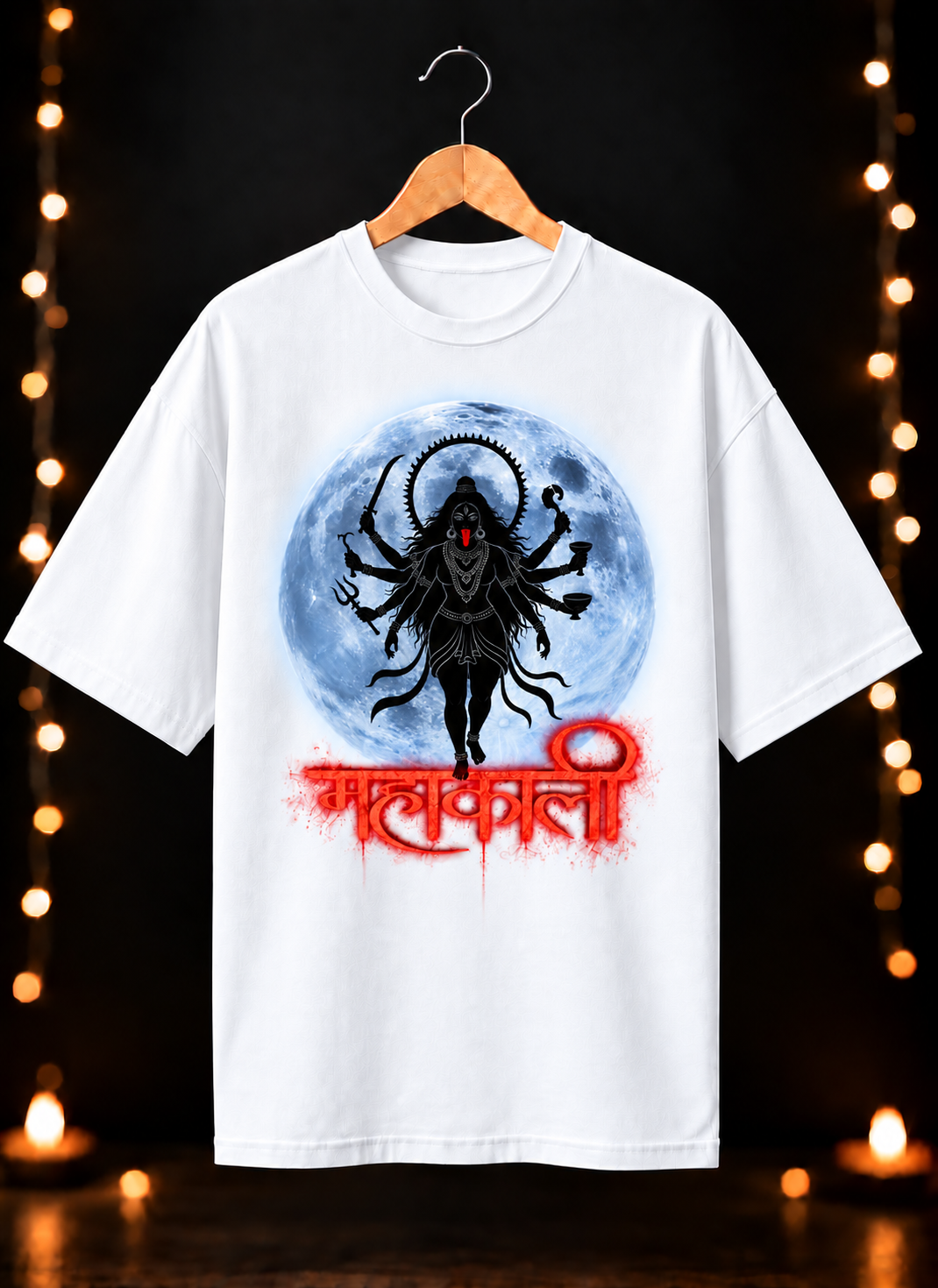 नवरात्रे Exclusive Art - Jai Maa Kali - Mahakali Divine Power - Unisex Oversize Fit - 100% Bio-Washed Premium Cotton T-Shirt