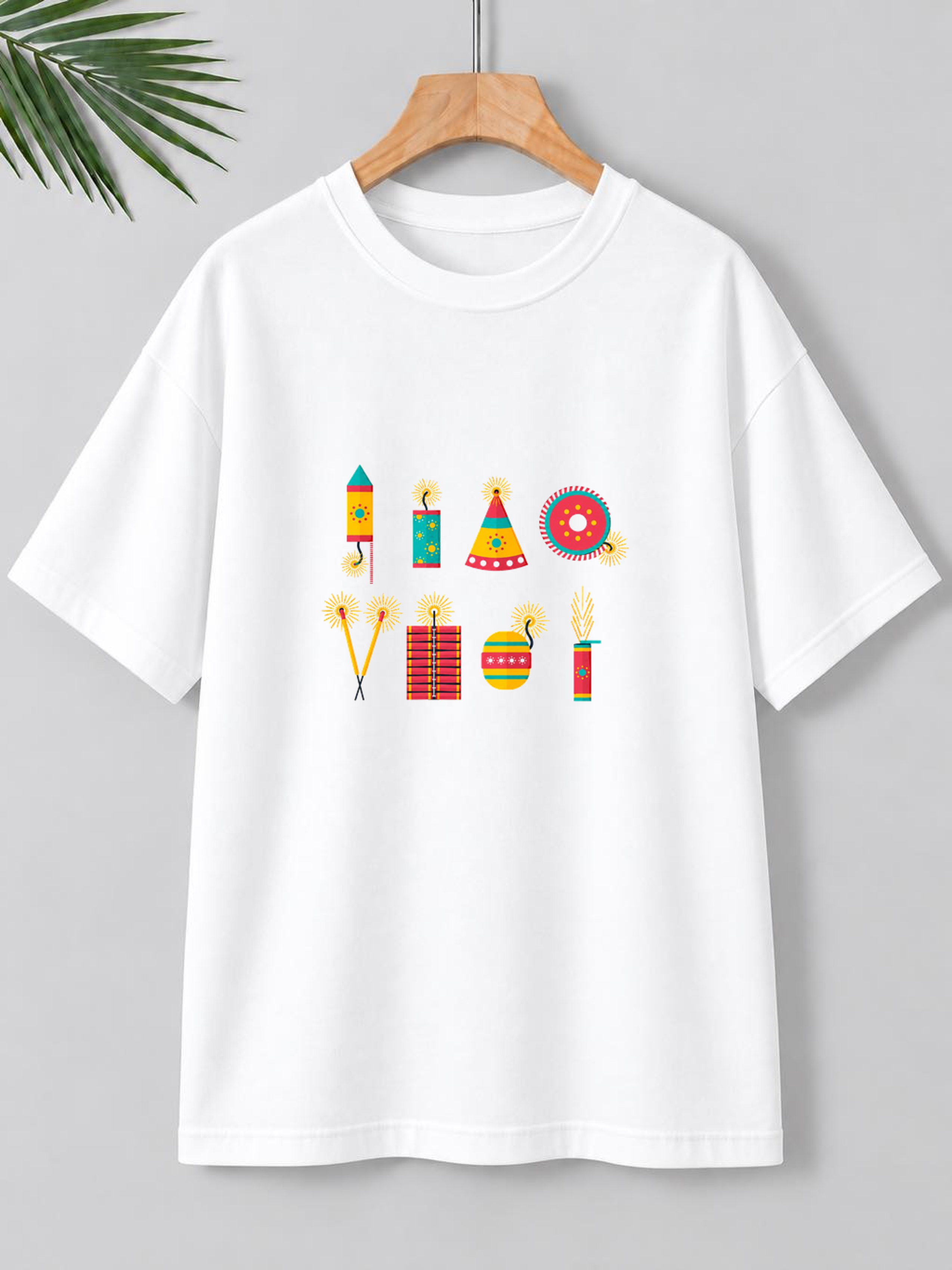 Colorful Diwali Fireworks – Festive Celebration | Unisex Oversize Fit | 100% Bio-Washed Premium Cotton T-Shirt