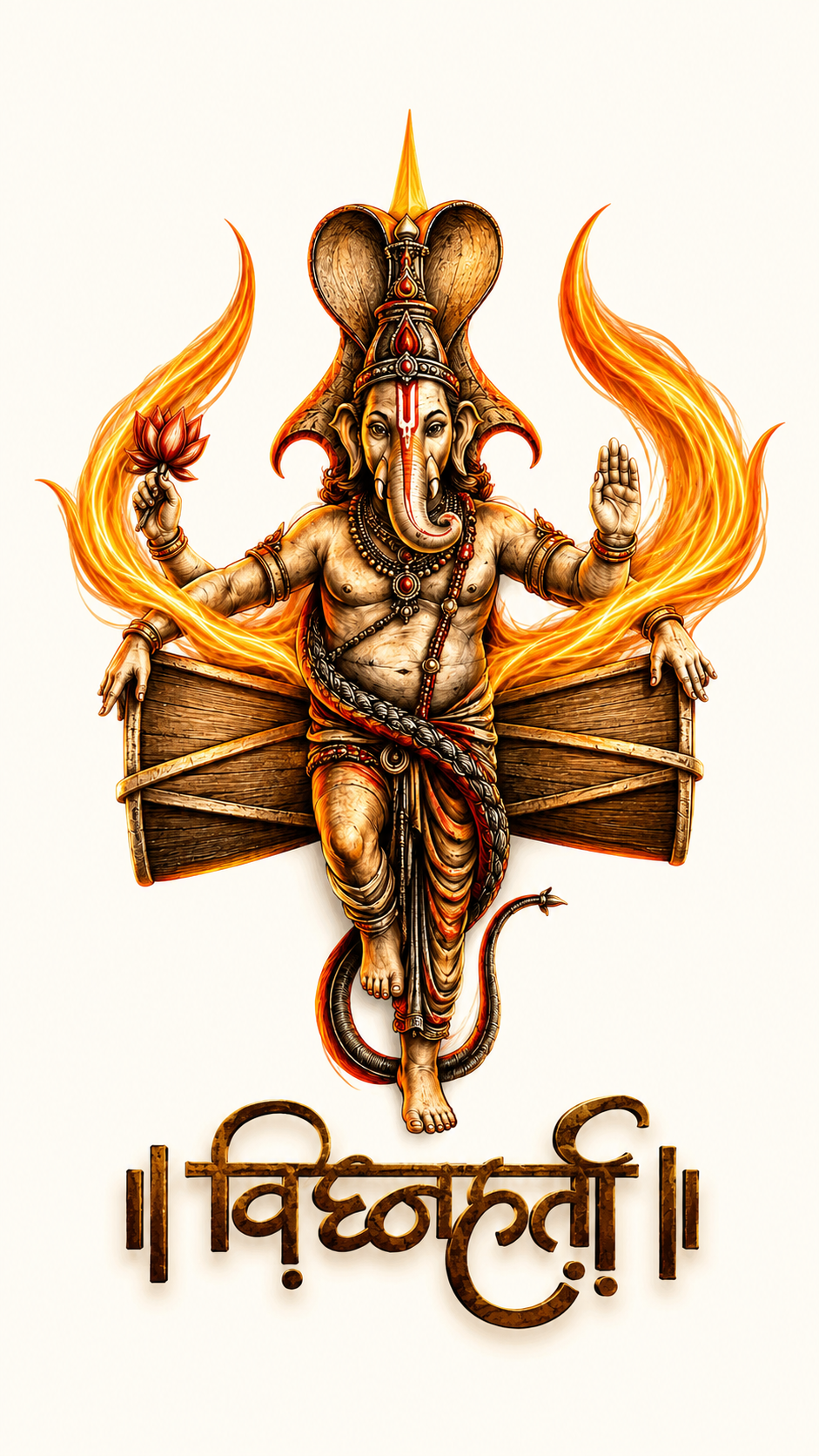 ॥ विघ्नहर्ता ॥ Ganesha – Divine Fire and Blessings | Carry Faith-Conquer Every Obstacle | Unisex Oversize Fit Graphic Tee - 100% Bio-Washed Premium Cotton T-Shirt