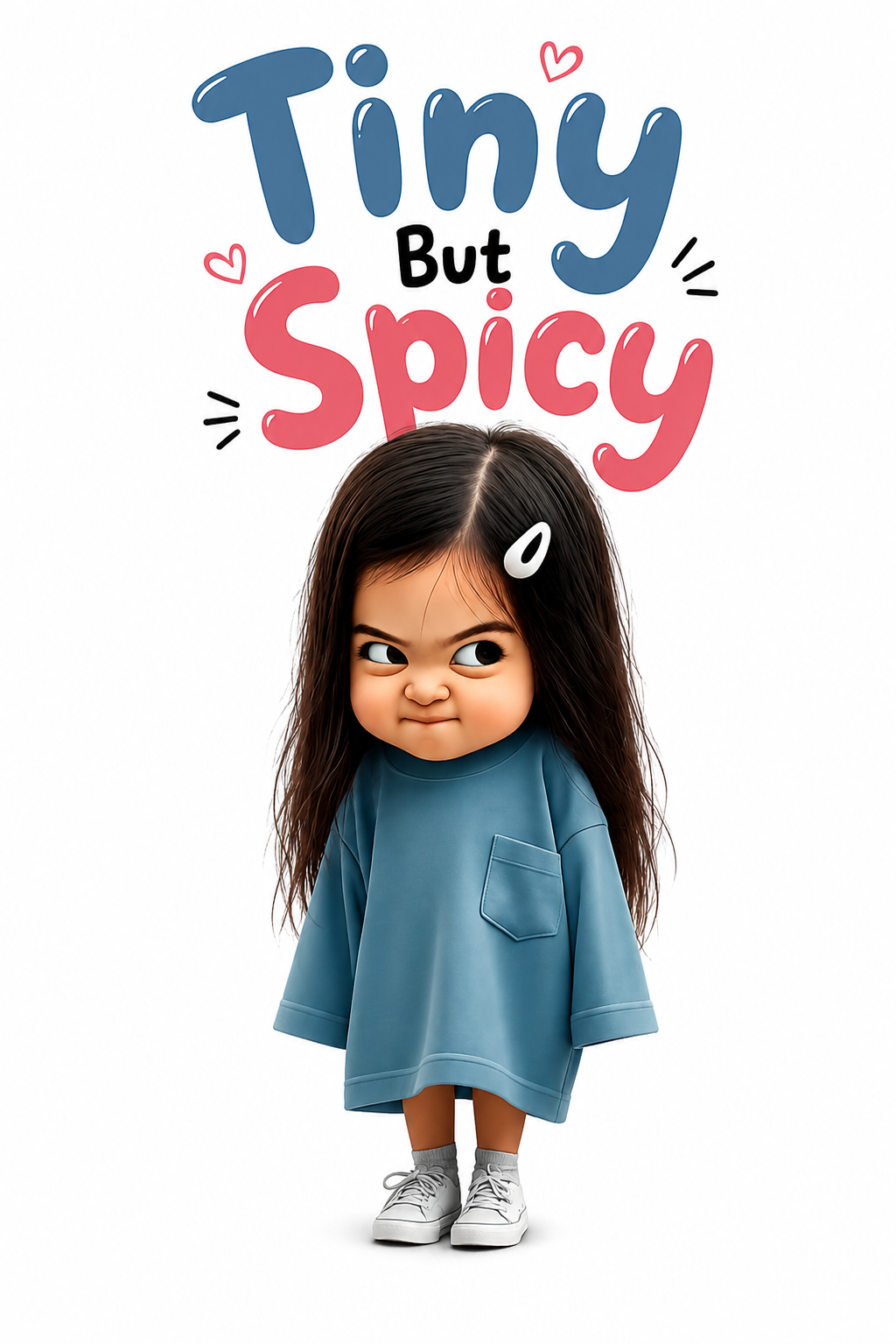 Tiny But Spicy — Cute Sassy Girl Humor — Unisex Classic Fit Graphic Tee — 100% Bio Washed Premium Cotton T-Shirt