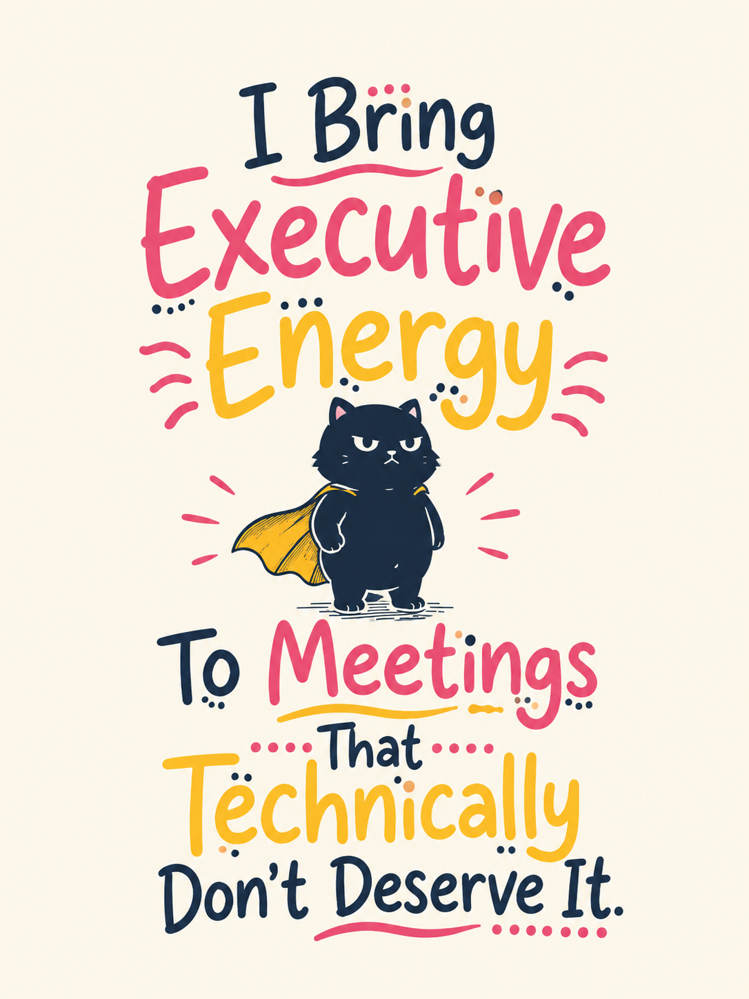Executive Energy – Funny Office Cat - Unisex Classic Fit Graphic Tee - 100% Bio Washed Premium Cotton T-Shirt