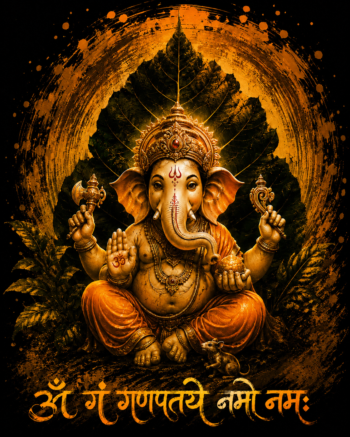 ॐ गं गणपतये नमो नमः – Divine Ganesha Blessings | Unisex Oversize Fit Graphic Tee - 100% Bio-Washed Premium Cotton T-Shirt