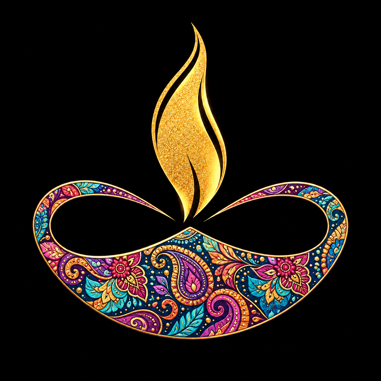 Diwali Colorful Diya Art - Festive Glow & Celebration - Unisex Classic Fit - 100% Bio-Washed Premium Cotton T-shirt