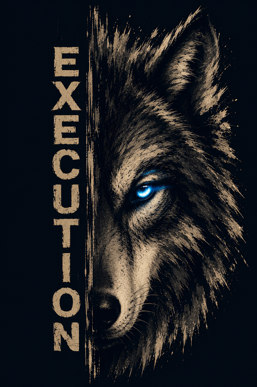 Execution - Unleash Your Inner Wolf - Fearless Strength & Focus - Unisex Oversize Fit Graphic Tee - 100% Bio-Washed Premium Cotton T-Shirt
