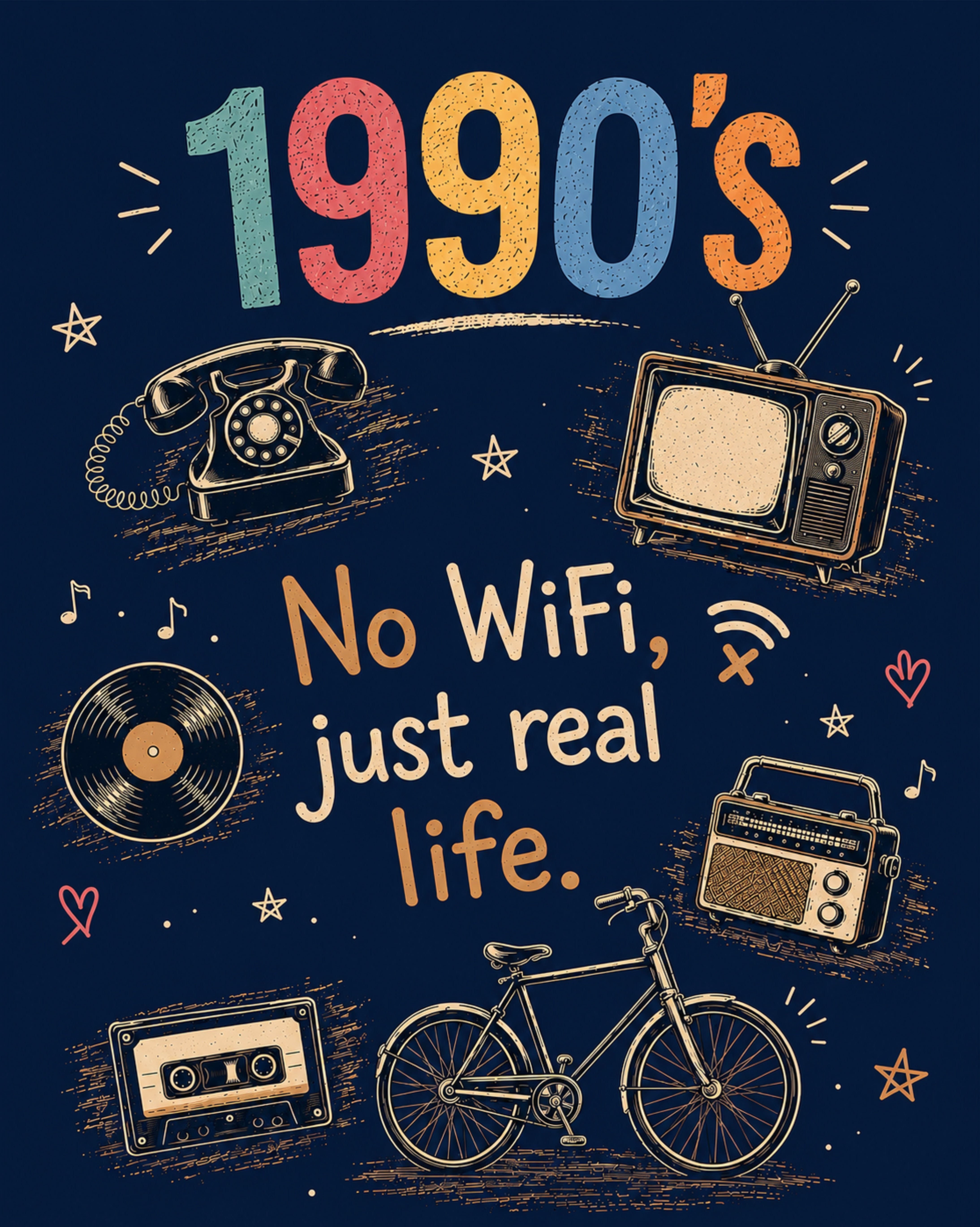 1990s Vintage Nostalgia - Unisex Oversize Fit Graphic Tee 100% Bio-Washed Premium Cotton