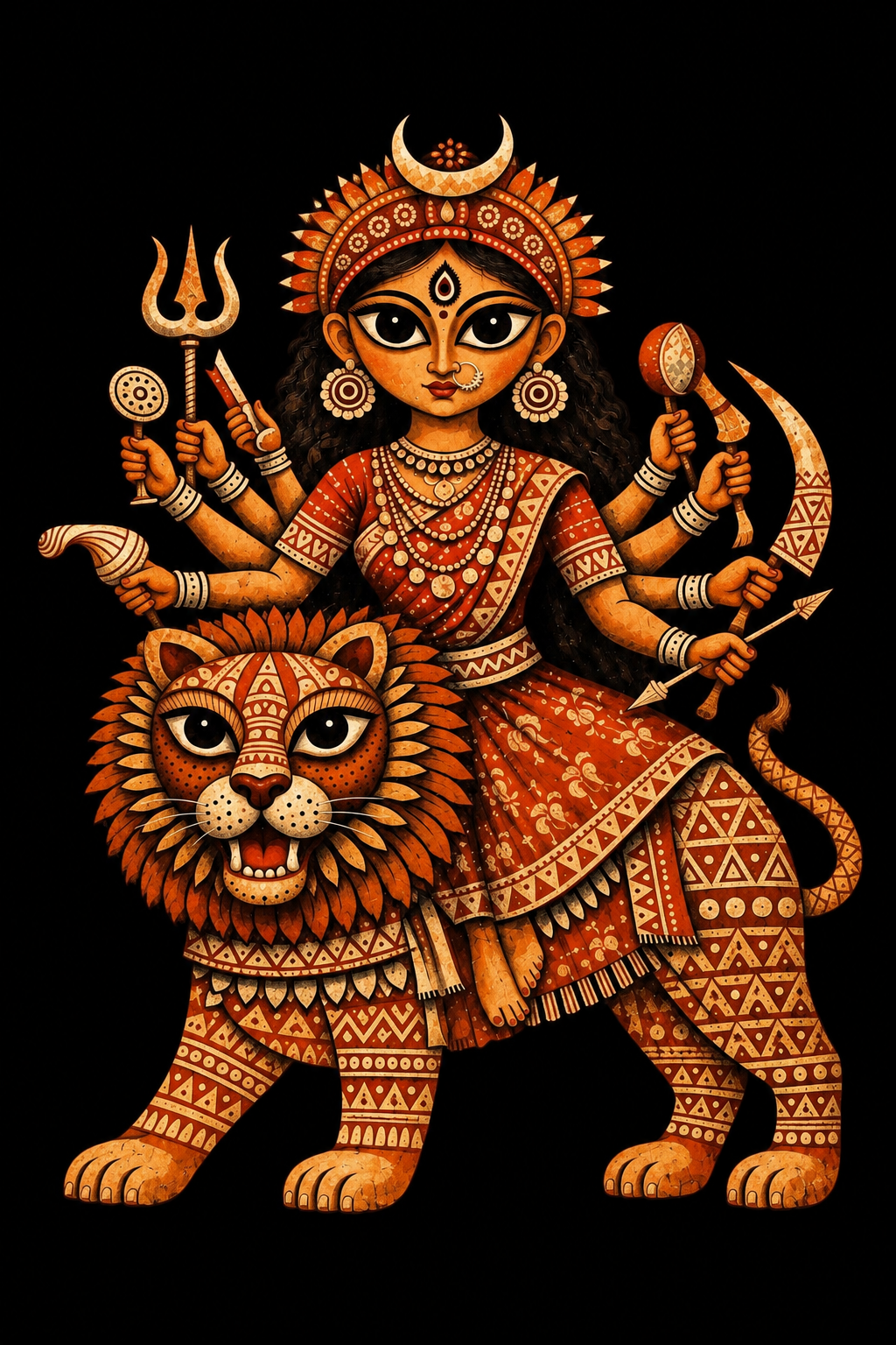 नवरात्रे Exclusive Art - Jai Maa Durga - Divine Shakti - Unisex Oversize Fit - 100% Bio-washed Premium Cotton T-Shirt