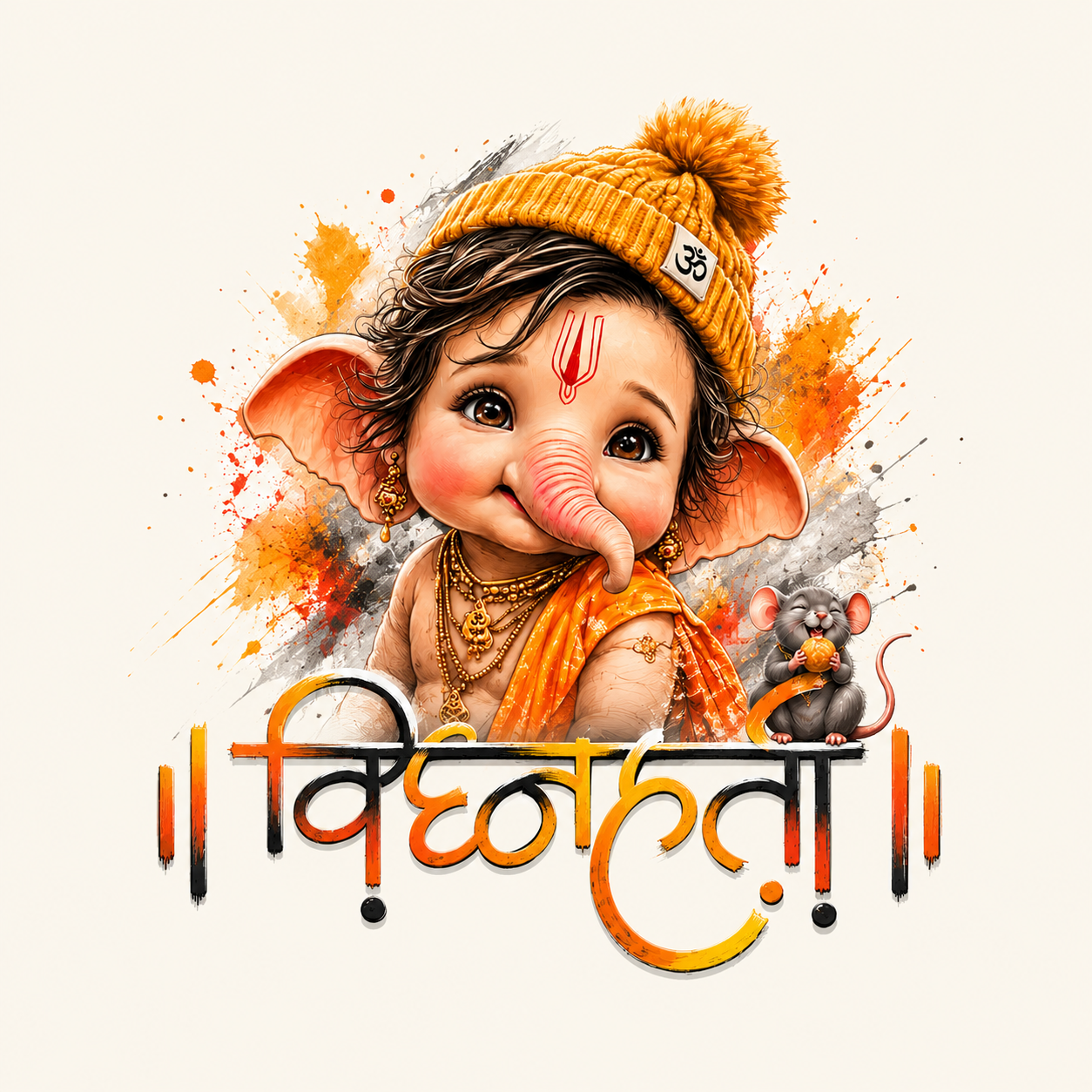विघ्नहर्ता | Little Bappa – Divine Joy & Blessings – Unisex Oversize Fit Graphic Tee - 100% Bio-Washed Premium Cotton T-Shirt