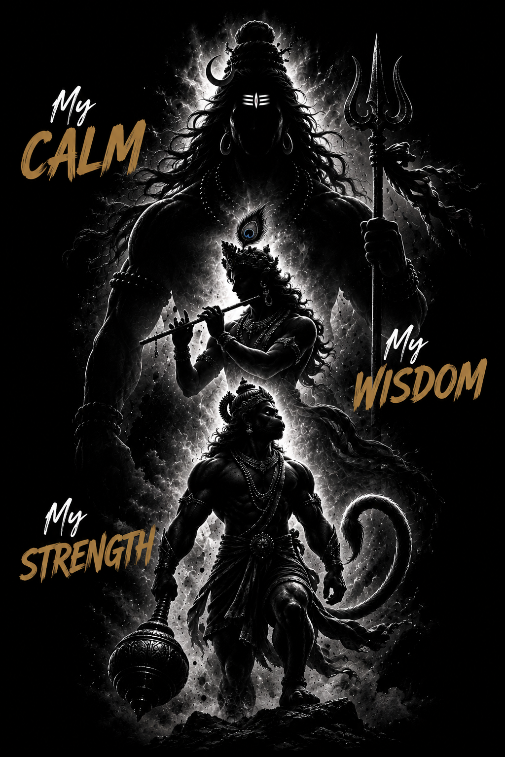 My Calm, My Wisdom, My Strength – Divine Trinity | Unisex Oversize Fit Graphic Tee - 100% Bio Washed Premium Cotton T-Shirt