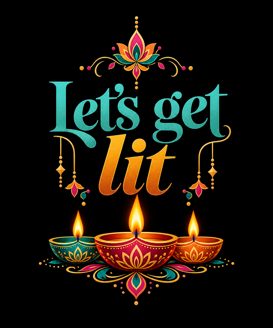 Let’s Get Lit – Diwali Lights & Festive Vibes | Unisex Classic Fit | 100% Bio-Washed Premium Cotton T-Shirt