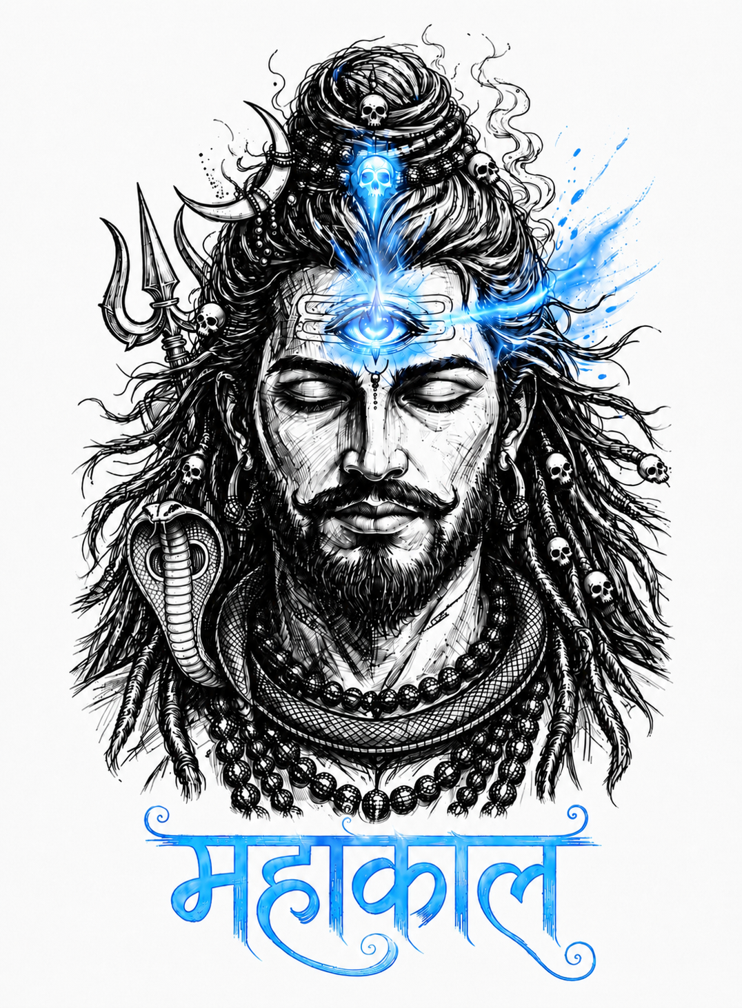 Mahakal — Powerful Shiva Third Eye & Trishul Artwork — Unisex Classic Fit Graphic Tee — 100% Bio Washed Premium Cotton T-Shirt