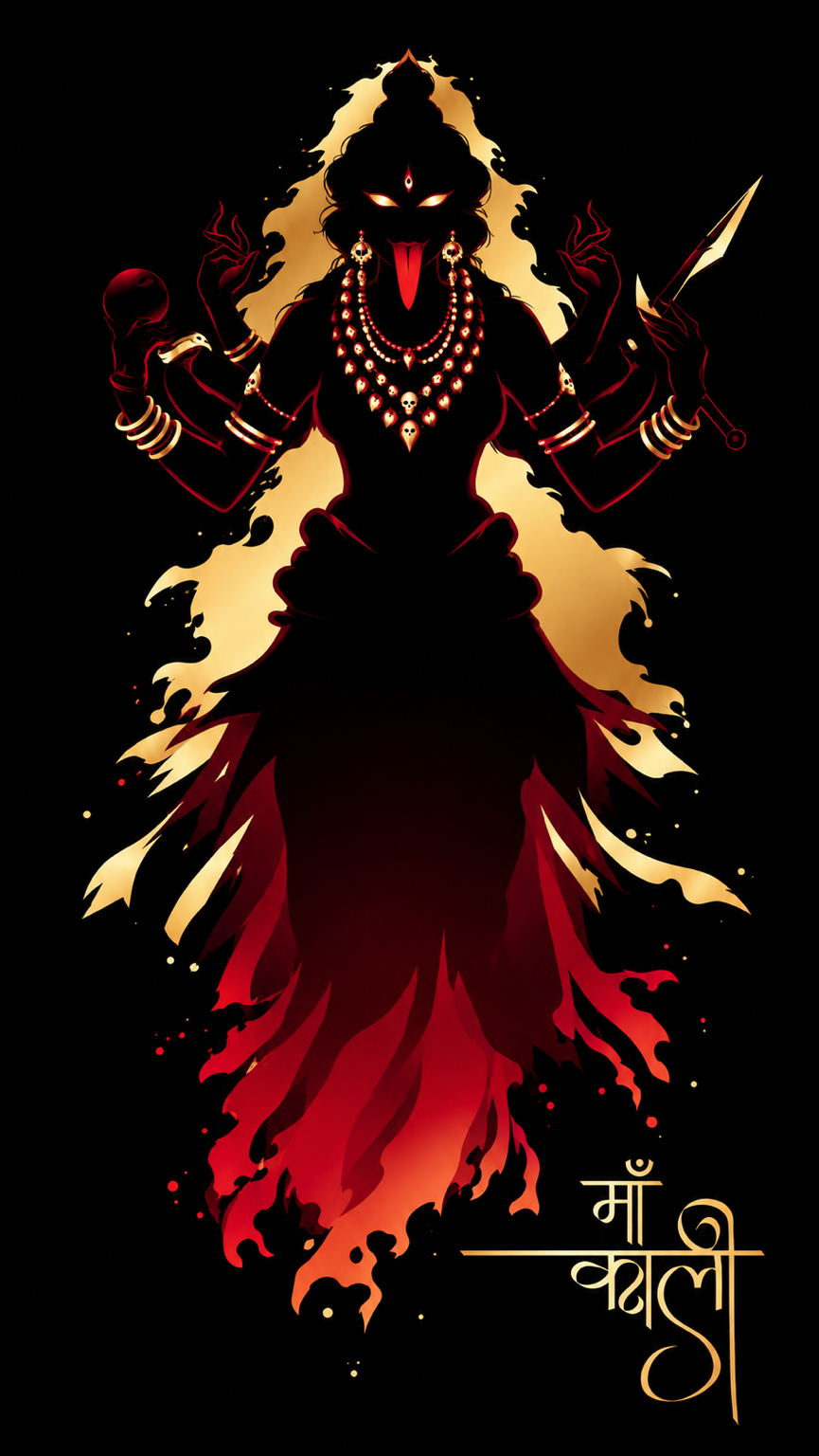 नवरात्रे Exclusive Art - Jai Maa Kali - Fierce Divine Power - Unisex Oversize Fit - 100% Bio-washed Premium Cotton T-Shirt