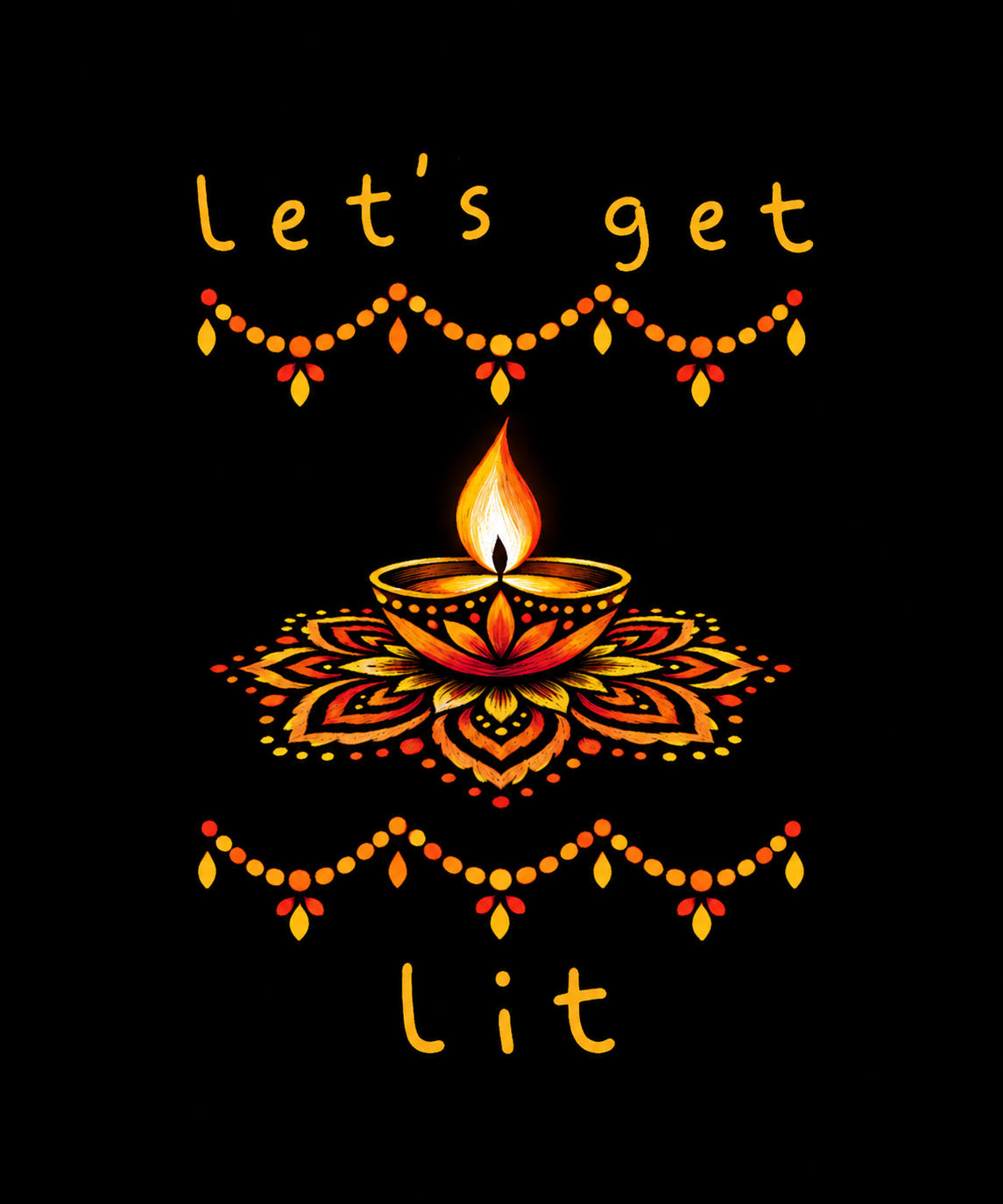 Let’s Get Lit – Diwali Festive Graphic Tee | Unisex Oversize Fit | 100% Bio-Washed Premium Cotton T-Shirt