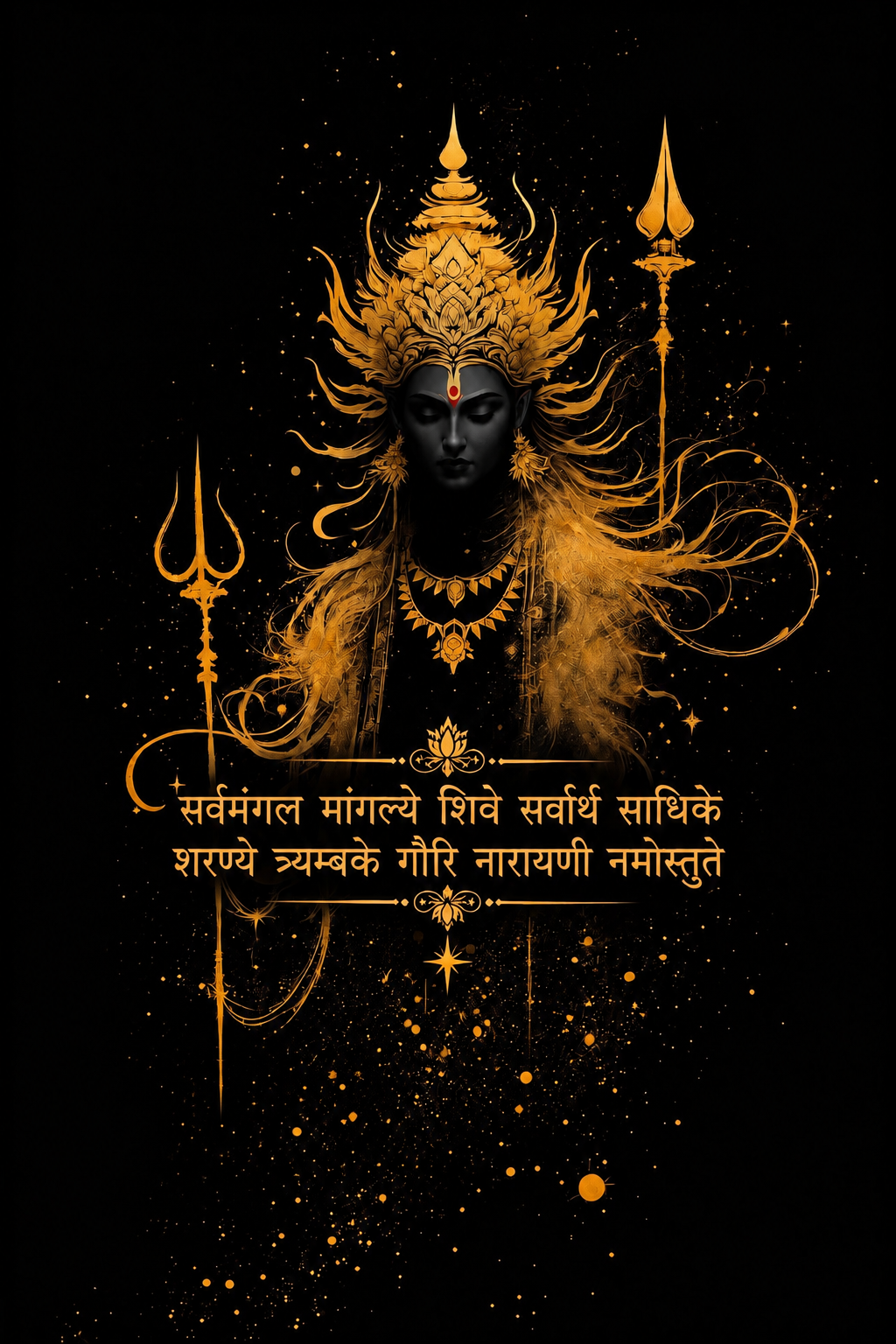 नवरात्रे Exclusive Golden Art – Jai Maa Durga - Divine Shakti & Strength - Unisex Oversize Fit - 100% Bio-washed Premium Cotton T-Shirt