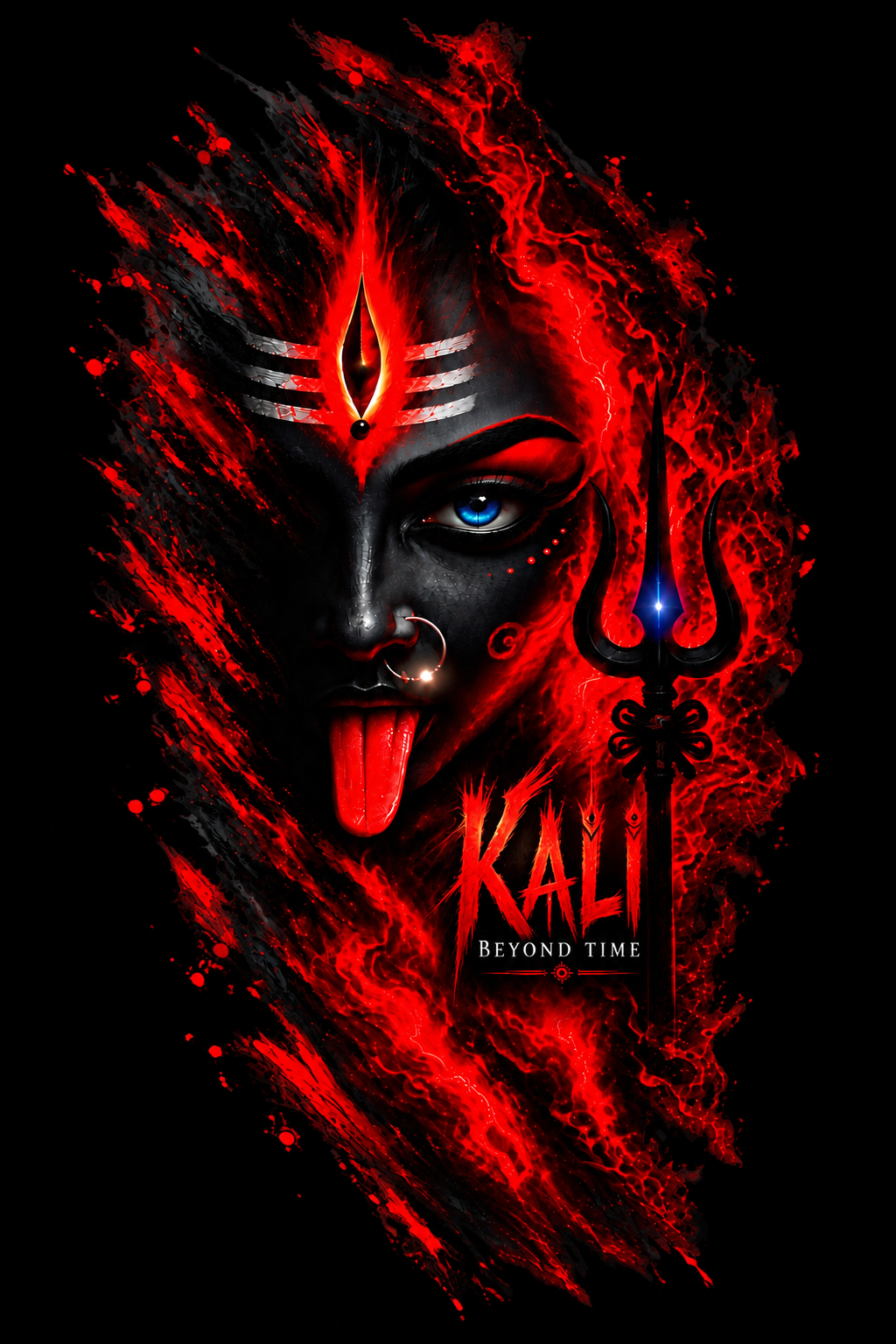 नवरात्रे Exclusive Art - Jai Maa Kali - Kali Beyond Time - Unisex Oversize Fit - 100% Bio-Washed Premium Cotton T-Shirt