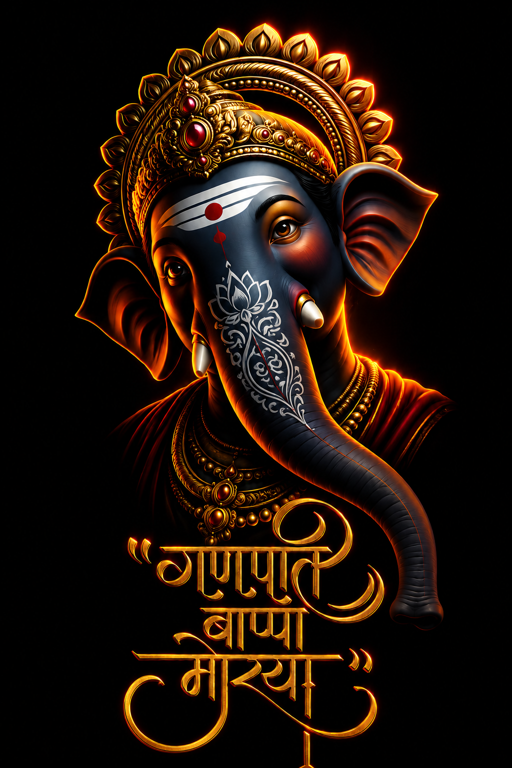 गणपति बाप्पा मोरया – Divine Blessings | Unisex Oversize Fit Graphic Tee - 100% Bio-Washed Premium Cotton T-Shirt