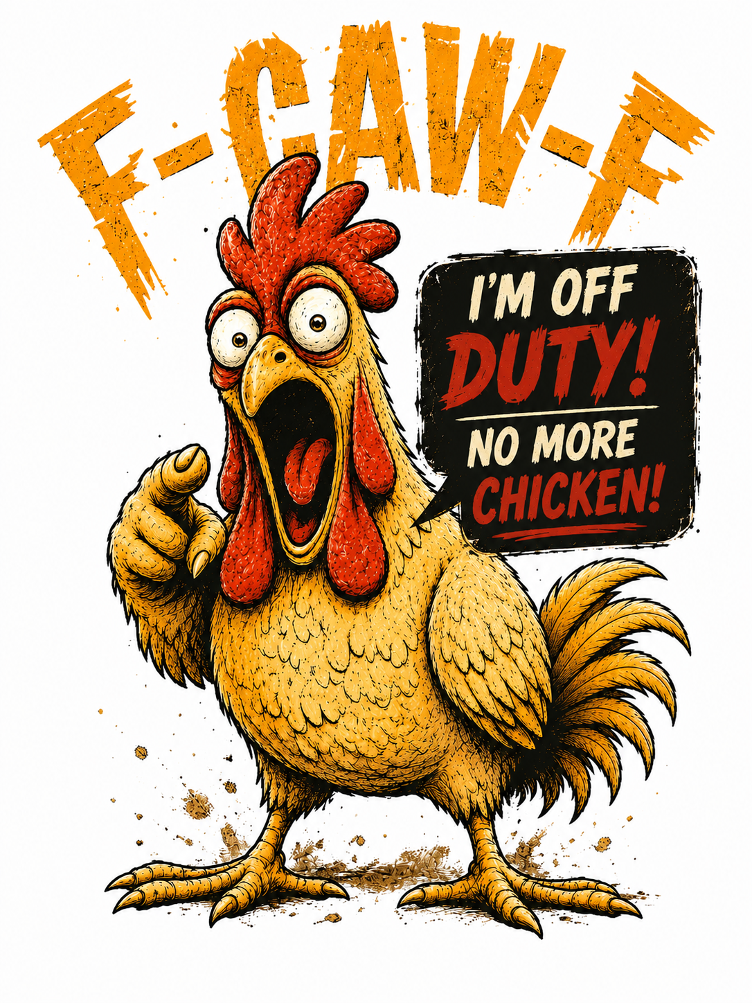 I’m Off Duty! No More Chicken! — Funny Chicken Humor — Unisex Oversize Fit Graphic Tee — 100% Bio-Washed Premium Cotton T-Shirt