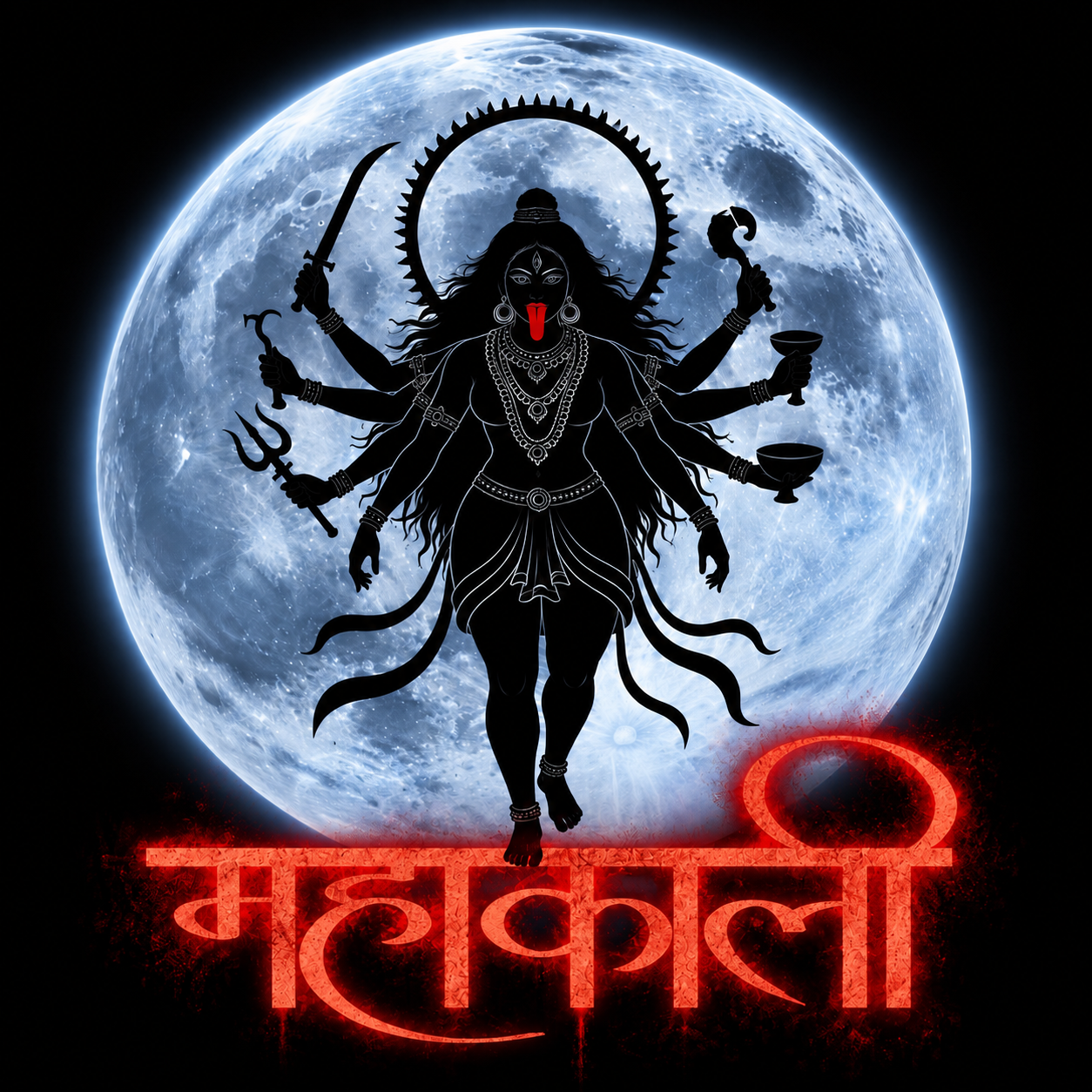 नवरात्रे Exclusive Art - Jai Maa Kali - Mahakali Divine Power - Unisex Oversize Fit - 100% Bio-Washed Premium Cotton T-Shirt