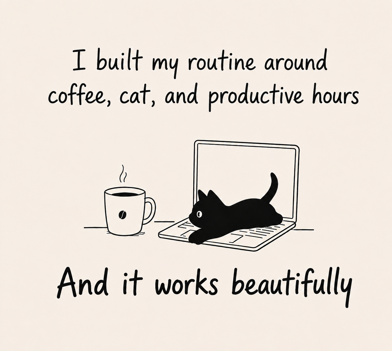 I Built My Routine Around Coffee, Cat, and Productive Hours — Coffee Cat Productivity — Unisex Classic Fit Graphic Tee — 100% Bio Washed Premium Cotton T-Shirt