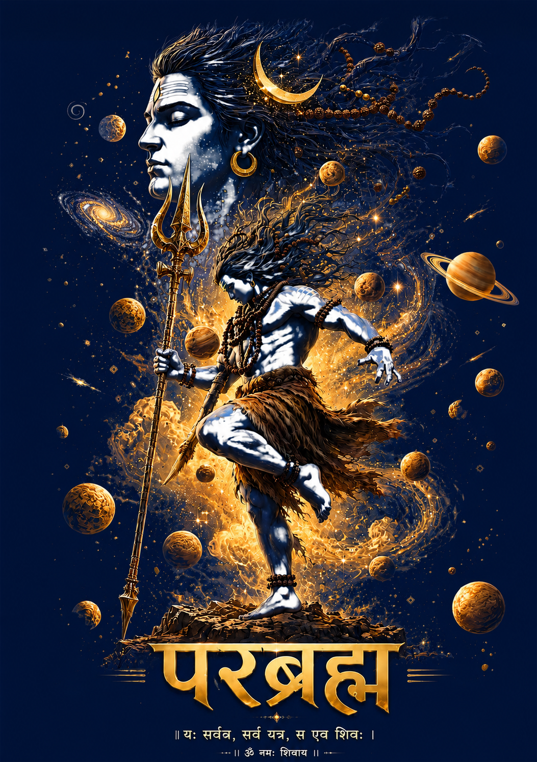 Parabrahma — Divine Shiva Cosmic Universe Artwork — Unisex Classic Fit Graphic Tee — 100% Bio Washed Premium Cotton T-Shirt