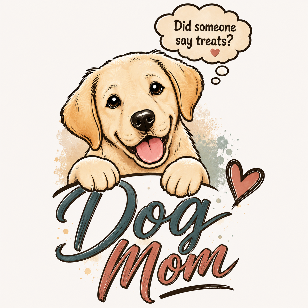 Dog Mom — Cute Golden Retriever Dog Lover Humor — Unisex Oversize Fit Graphic Tee — 100% Bio-Washed Premium Cotton T-Shirt