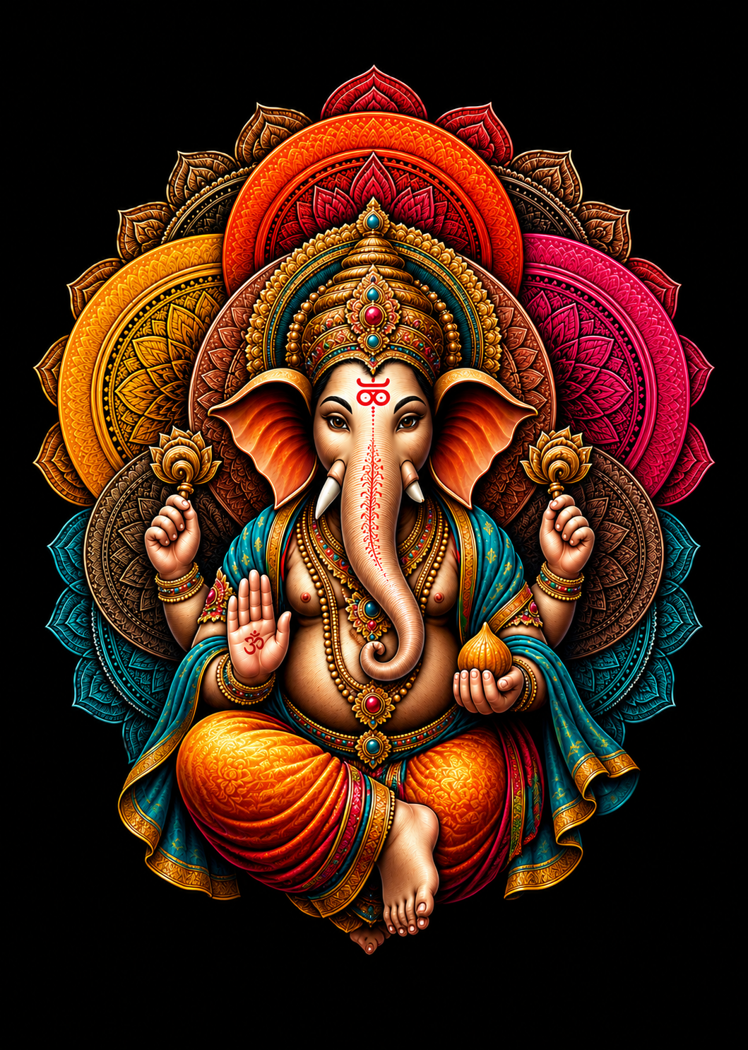 Divine Ganesha Mandala – शुभता, शक्ति और समृद्धि | Unisex Oversize Fit Graphic Tee - 100% Bio-Washed Premium Cotton T-Shirt