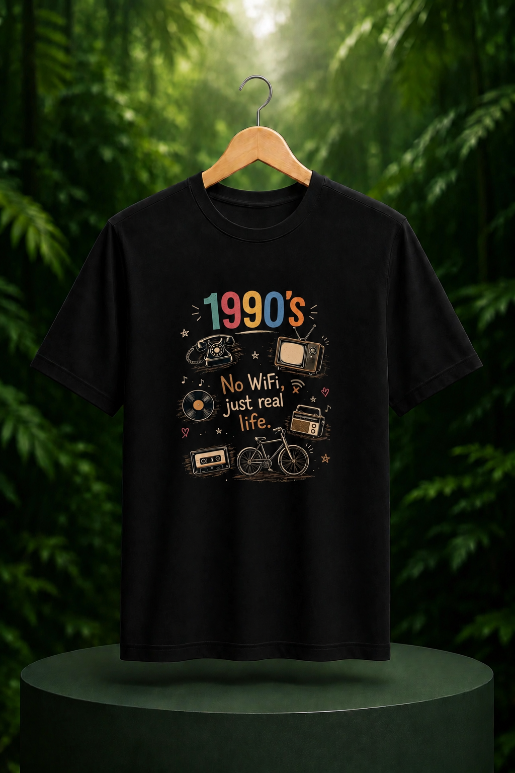 1990s Vintage Nostalgia - Unisex Classic Fit Graphic Tee 100% Bio-Washed Premium Cotton