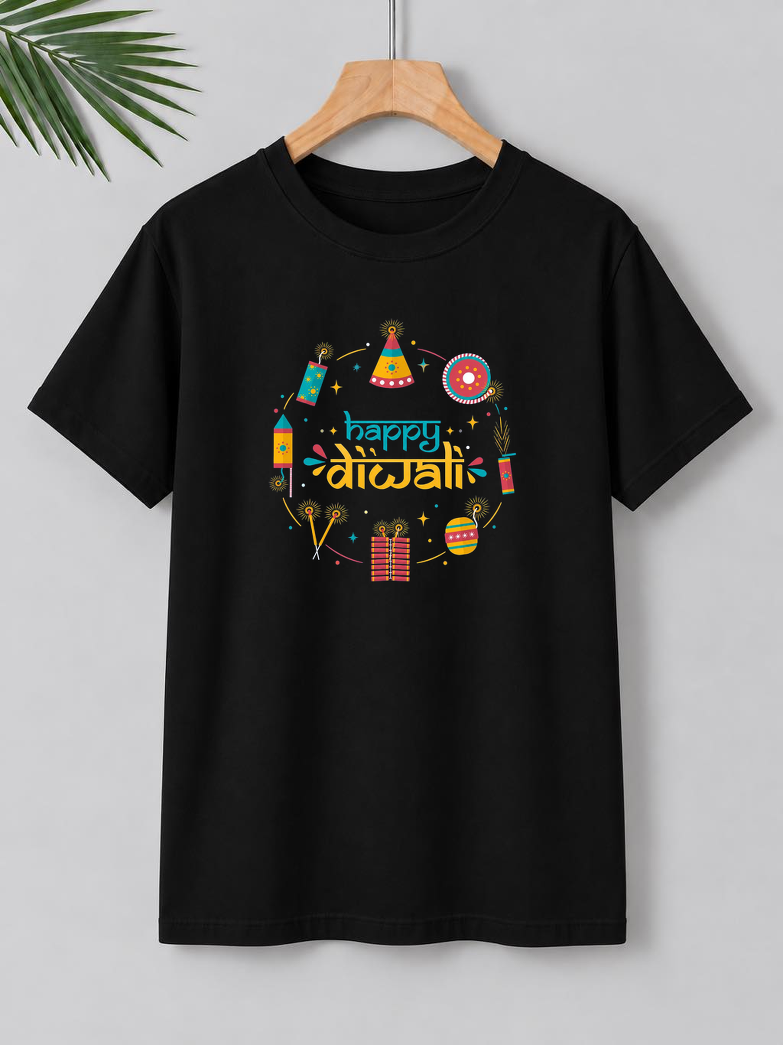 Colorful Diwali Fireworks – Festive Celebration | Unisex Classic Fit | 100% Bio-Washed Premium Cotton T-Shirt