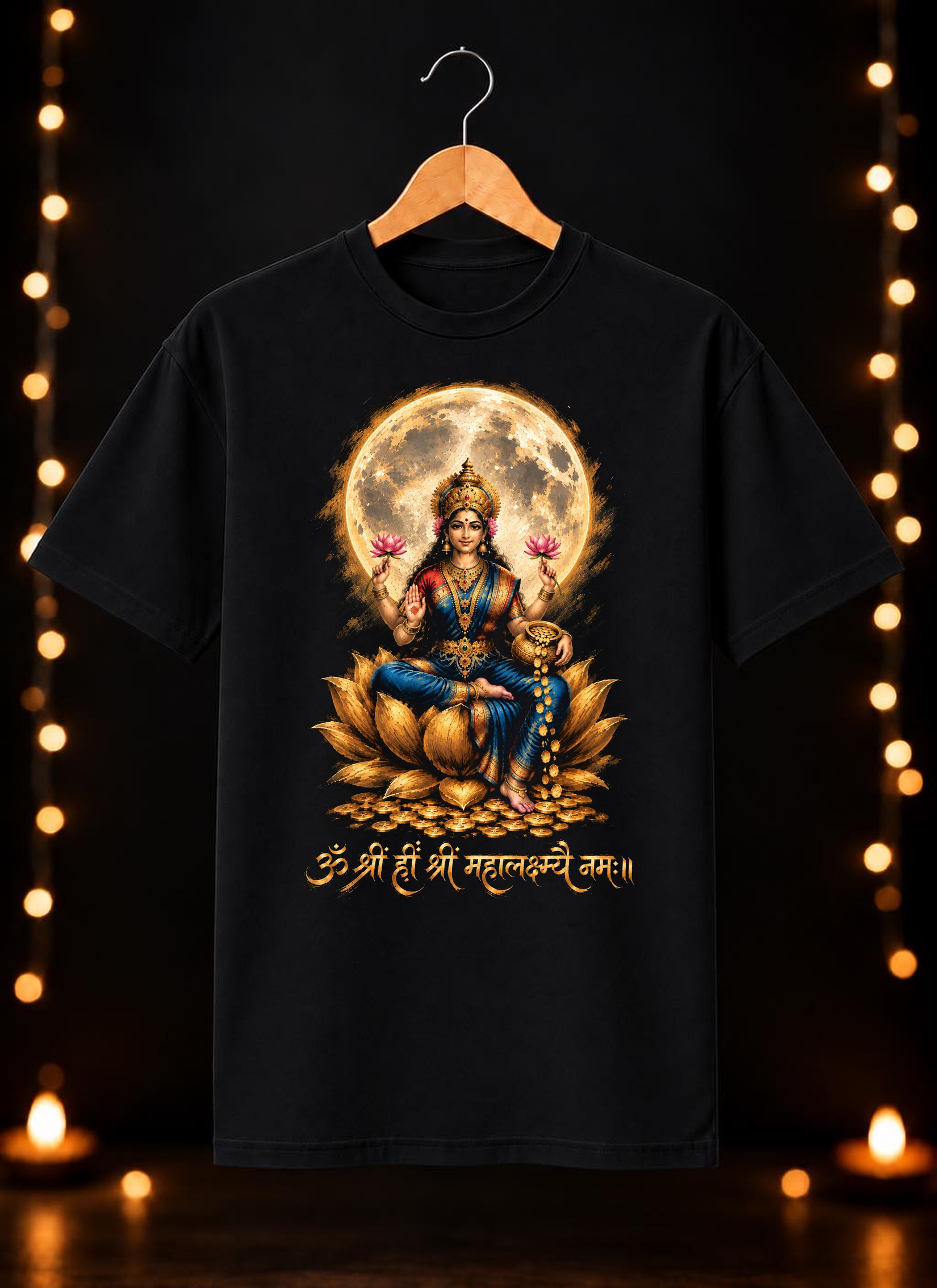 ॐ श्रीं ह्रीं श्री महालक्ष्म्यै नमः॥ Goddess Lakshmi - Unisex Classic Fit - 100% Bio-washed Premium Cotton T-Shirt