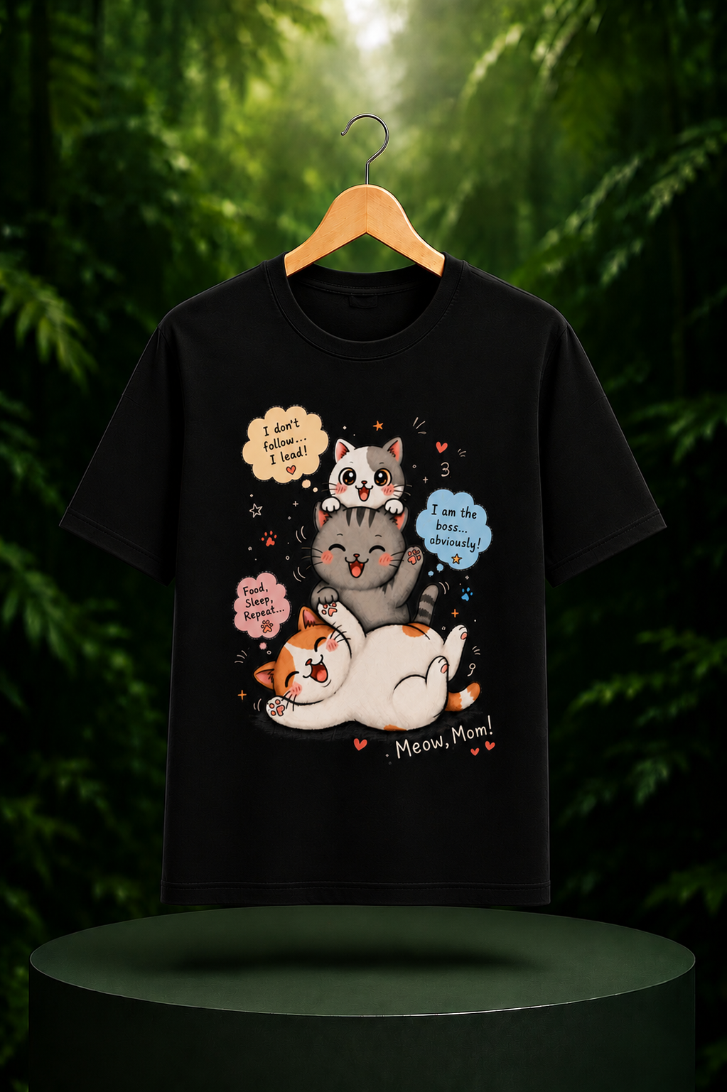 Meow, Mom! – Cute Cat Unisex Classic Fit Graphic Tee 100% Bio-Washed Premium Cotton