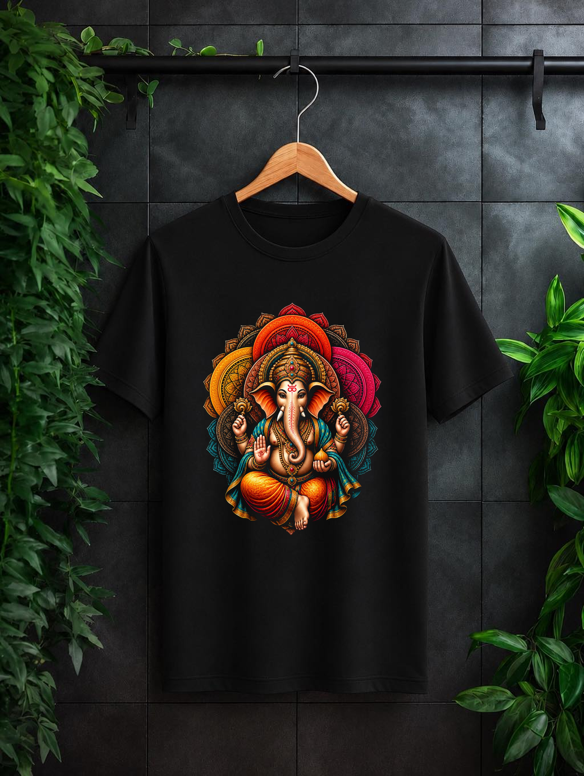 Divine Ganesha Mandala – शुभता, शक्ति और समृद्धि | Unisex Classic Fit Graphic Tee - 100% Bio-Washed Premium Cotton T-Shirt