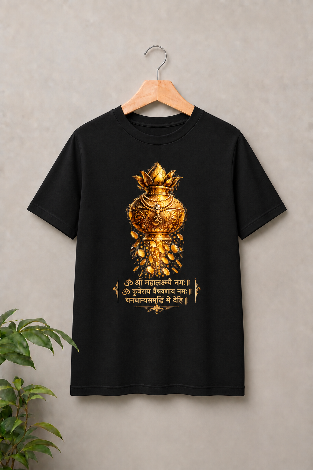 Happy Dhanteras, Golden Prosperity Kalash - Divine Wealth & Abundance - Unisex Classic Fit - 100% Bio-washed Premium Cotton T-Shirt