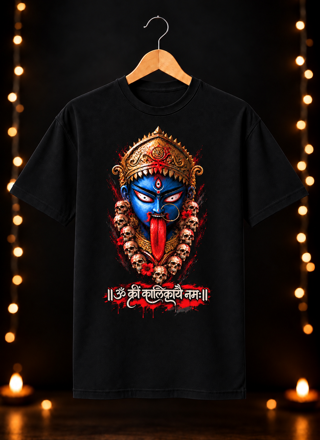 नवरात्रे Exclusive Art - Jai Maa Kali - Fierce Mahakali शक्ति - Unisex Classic Fit - 100% Bio-Washed Premium Cotton T-Shirt