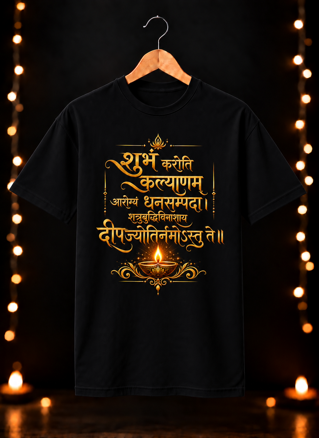 दिवाली Exclusive Art - दीपज्योतिर्नमोऽस्तुते - Unisex Classic Fit - 100% Bio-washed Premium Cotton T-Shirt