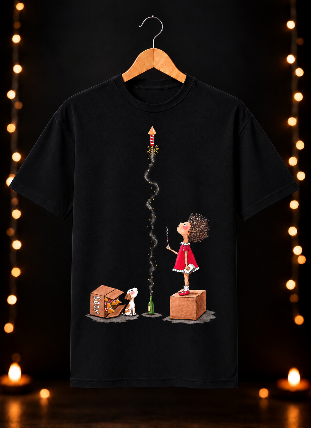 Festive Rocket Fun - Happy Diwali -  Unisex Classic Fit - 100% Bio-Washed Premium Cotton T-Shirt