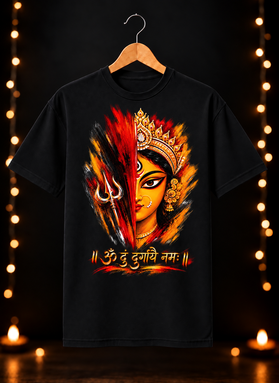 नवरात्रे Exclusive Maa Durga Modern Art - Jai Maa Durga - Divine Power - Unisex Classic Fit - 100% Bio-Washed Premium Cotton T-shirt