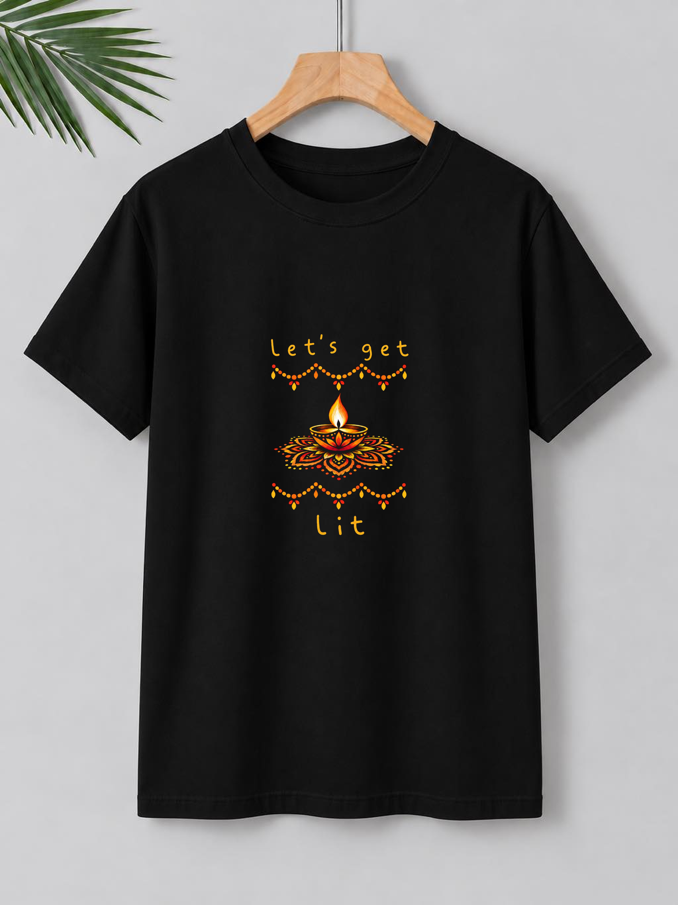 Let’s Get Lit – Diwali Festive Graphic Tee | Unisex Classic Fit | 100% Bio-Washed Premium Cotton T-Shirt