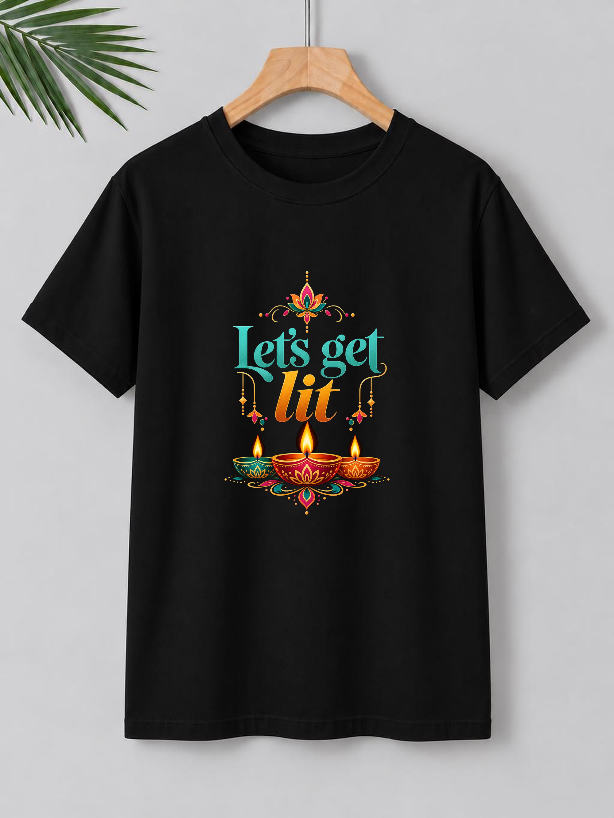 Let’s Get Lit – Diwali Lights & Festive Vibes | Unisex Classic Fit | 100% Bio-Washed Premium Cotton T-Shirt