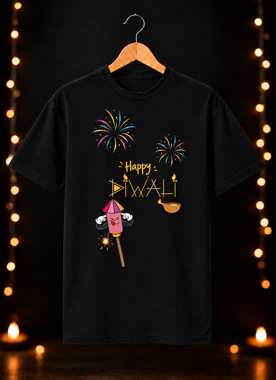 Cute Rocket Reaction - Diwali Festive Fireworks Art - Unisex Classic Fit - 100% Bio-Washed Premium Cotton T-Shirt