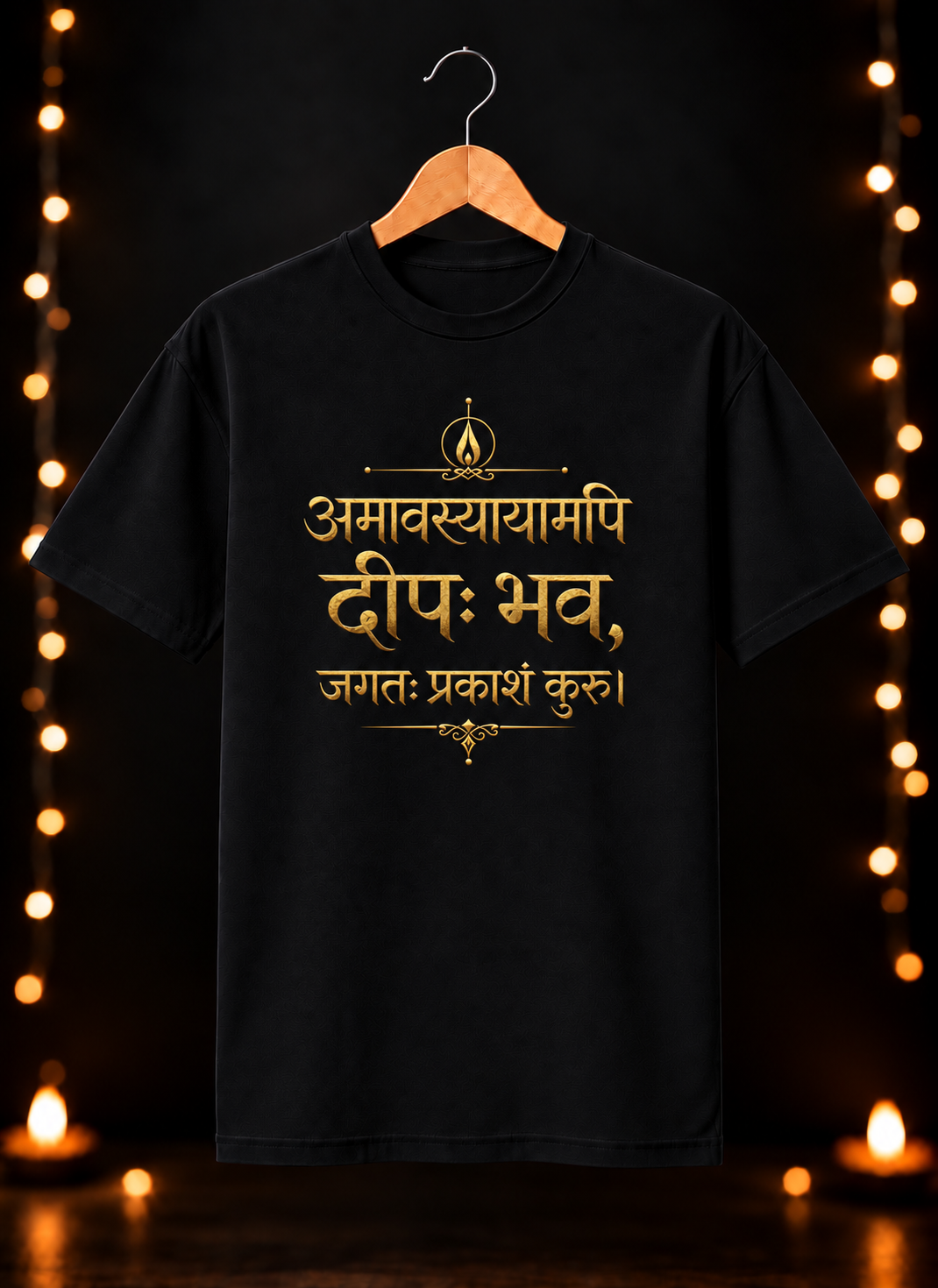 दिवाली Exclusive Art - जगतः प्रकाशं कुरु - Unisex Classic Fit - 100% Bio-washed Premium Cotton T-Shirt