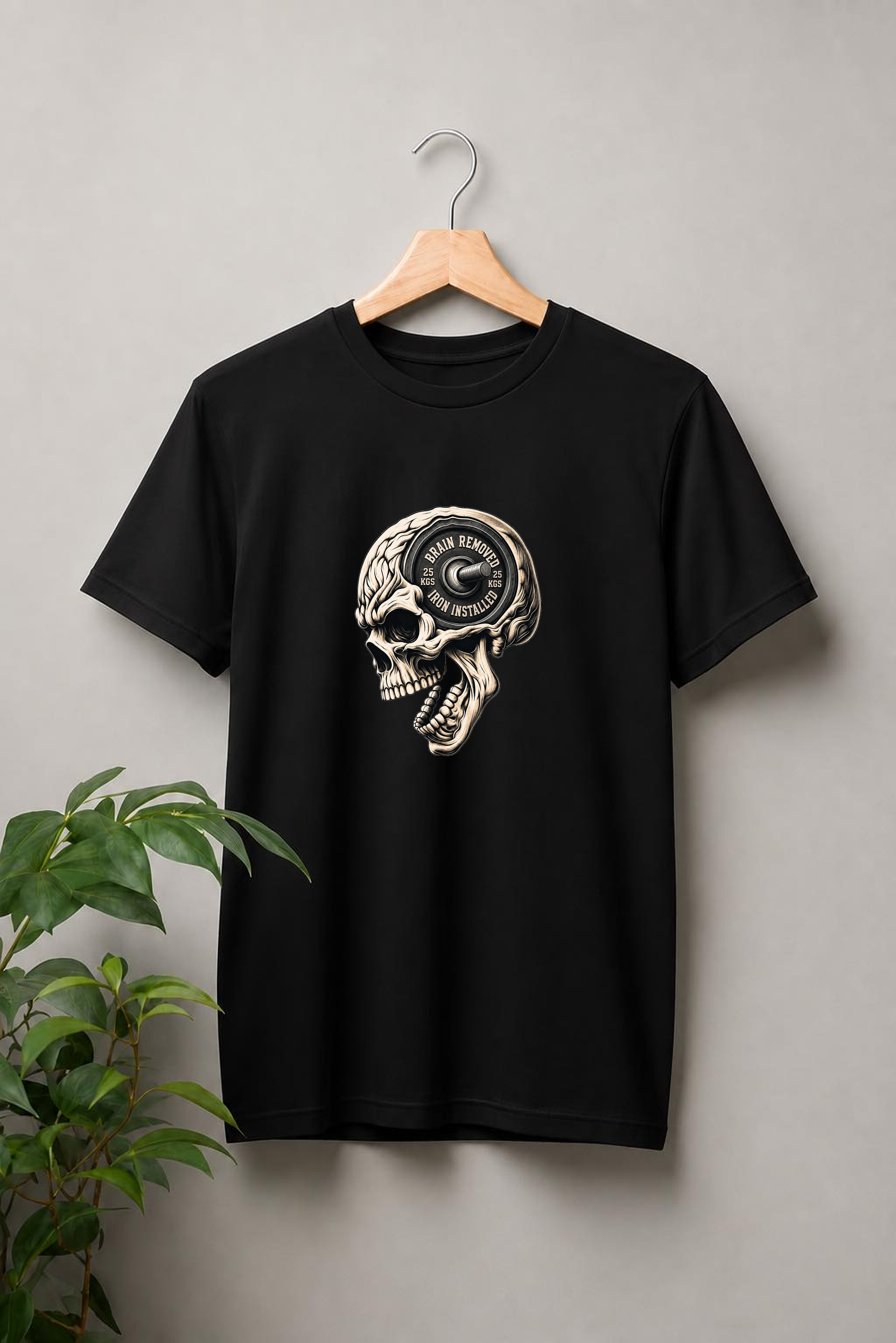 Brain Removed, Iron Installed — Built Different, Train Hard - Unisex Classic Fit Graphic Tee - 100% Bio-Washed Premium Cotton T-Shirt