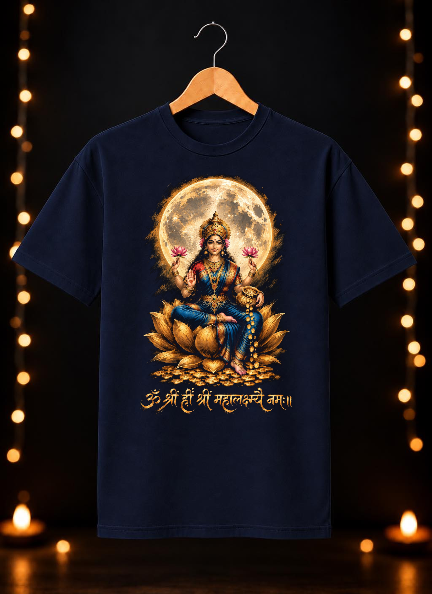 ॐ श्रीं ह्रीं श्री महालक्ष्म्यै नमः॥ Goddess Lakshmi - Unisex Classic Fit - 100% Bio-washed Premium Cotton T-Shirt