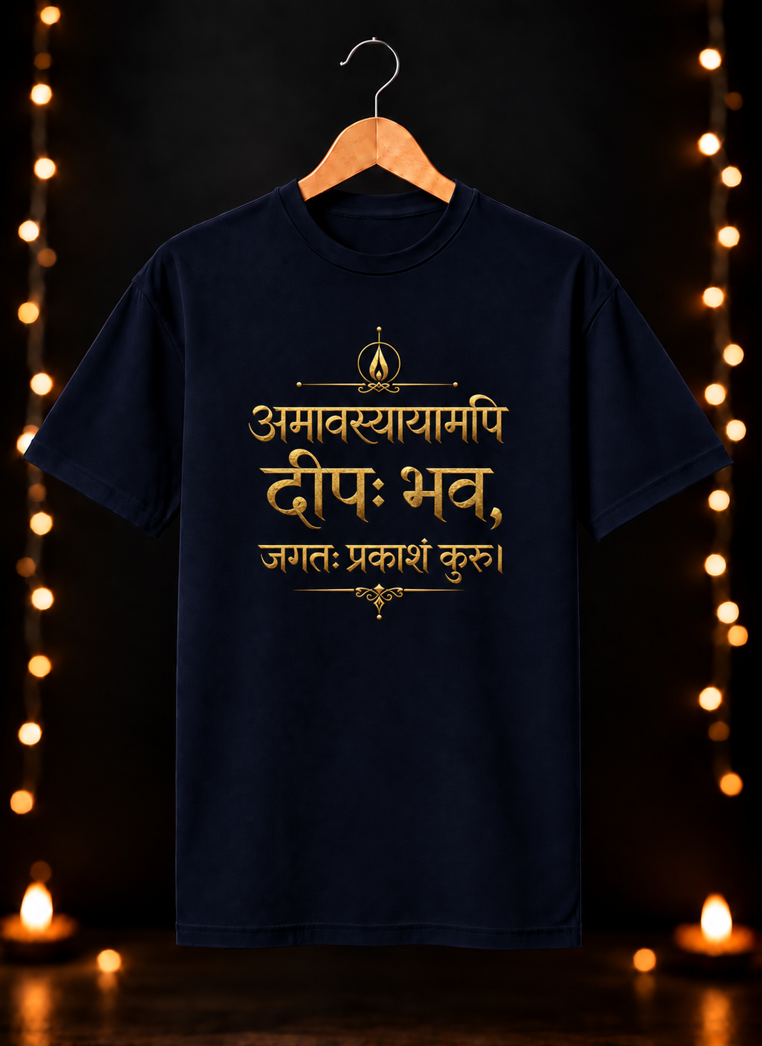 दिवाली Exclusive Art - जगतः प्रकाशं कुरु - Unisex Classic Fit - 100% Bio-washed Premium Cotton T-Shirt