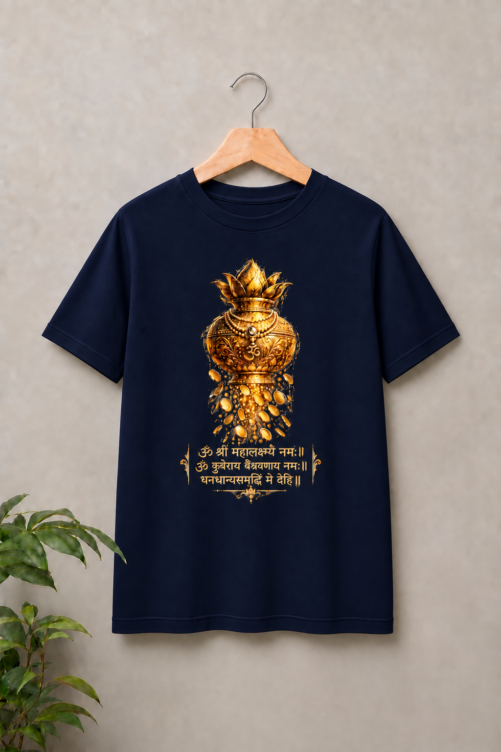 Happy Dhanteras, Golden Prosperity Kalash - Divine Wealth & Abundance - Unisex Classic Fit - 100% Bio-washed Premium Cotton T-Shirt