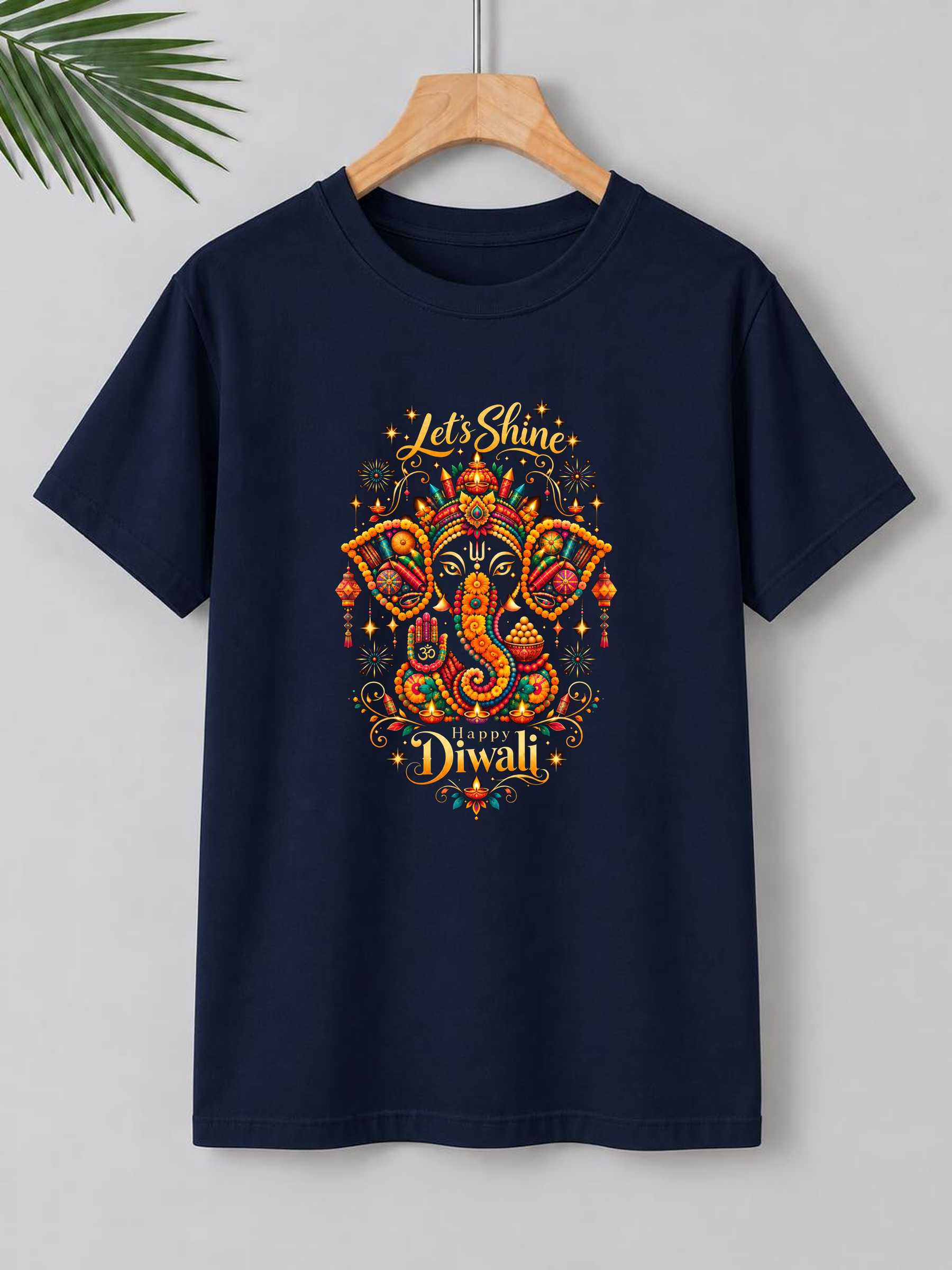 Ganesh – Let’s Shine, Happy Diwali | Unisex Classic Fit | 100% Bio-Washed Premium Cotton T-Shirt
