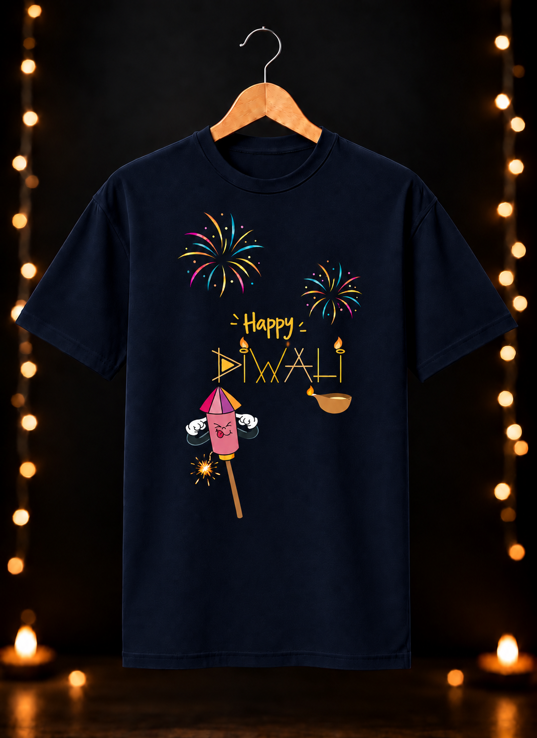 Cute Rocket Reaction - Diwali Festive Fireworks Art - Unisex Classic Fit - 100% Bio-Washed Premium Cotton T-Shirt